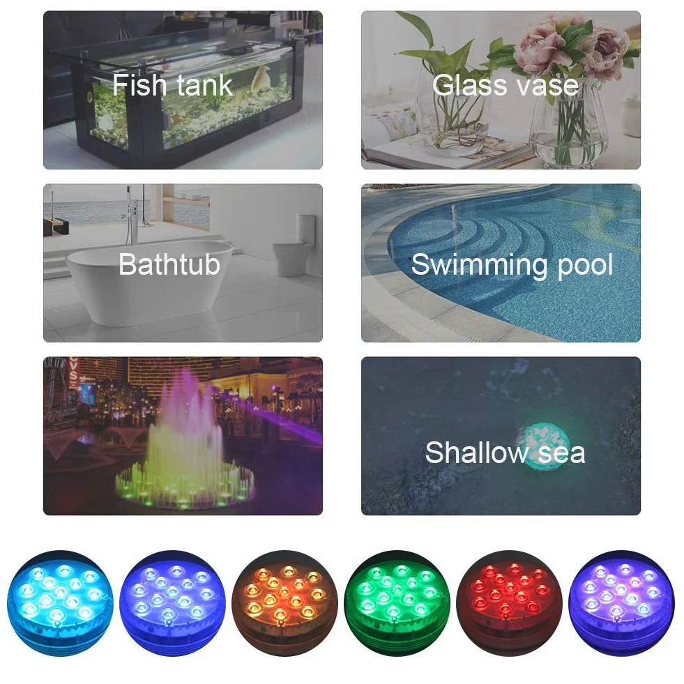 Zatapialne oświetlenie basenowe LED, oświetlenie do akwarium 13 LED podwodne światło Zatapialne światła LED do basenu do akwarium dla ryb do wazonu