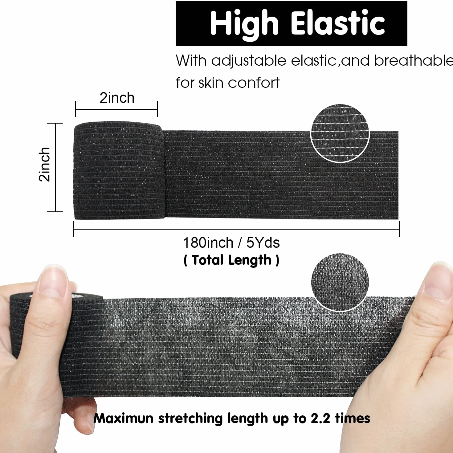 Cohesive Bandage Adhesive Bandaż Rolka Elastyczna Bandaż Włóknina Spójna Athletic Tape Alleray Tested Black 5cm 6 rolek …