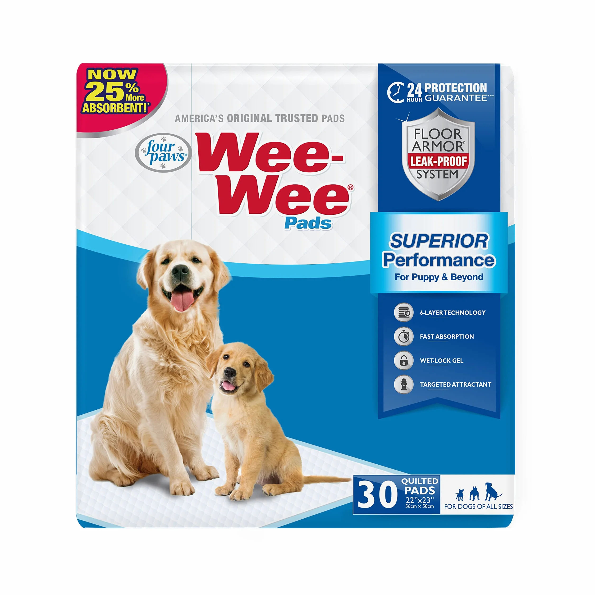 Four Paws Wee-Wee ochraniacze na siusiu dla psów XL, chłonne, 6-warstwowe, 24-godzinna ochrona