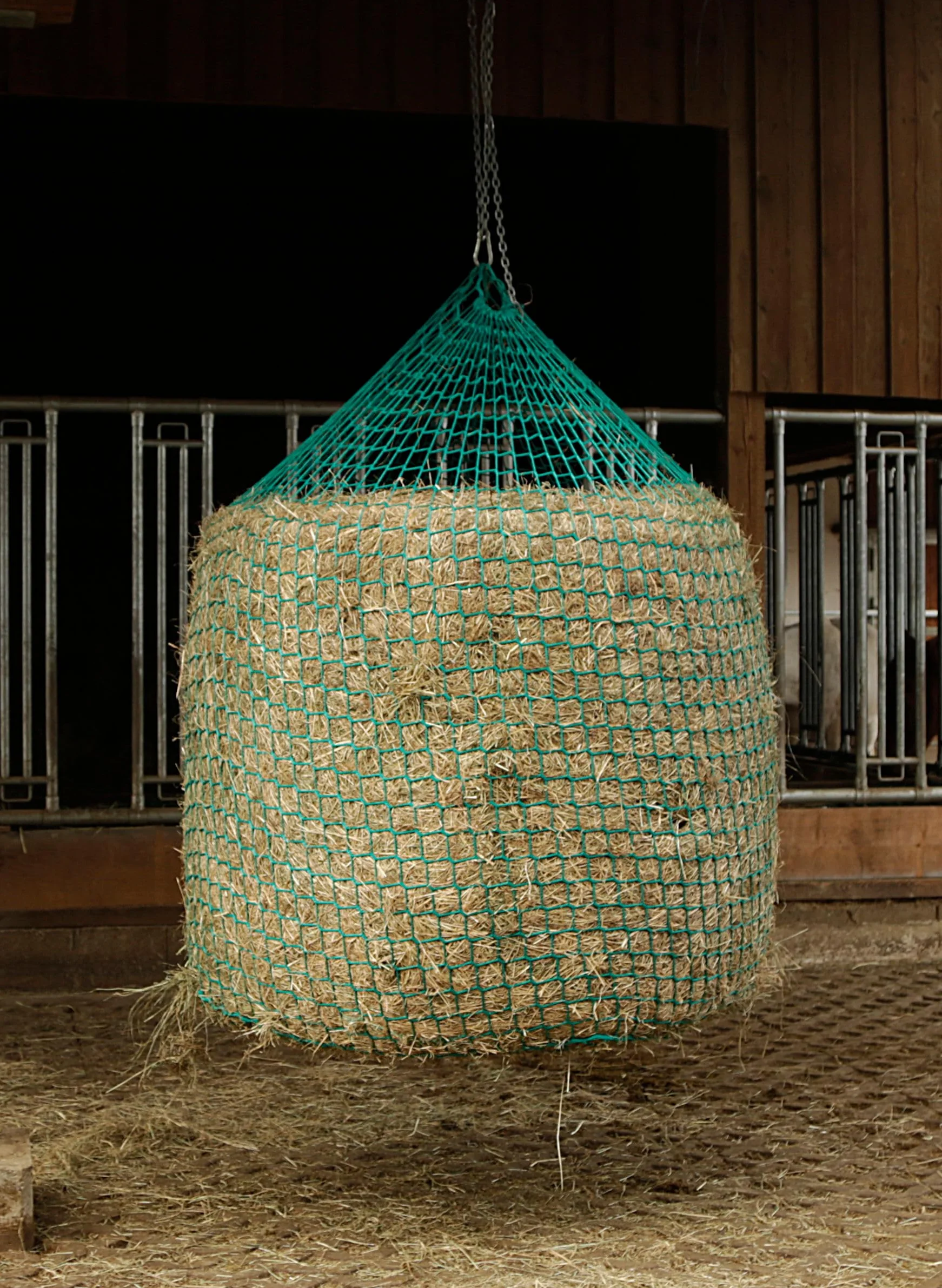 Kerbl Siatka do powieszenia okrągłych piłek 4,5 x 4,5 cm ø 150 cm wysokość 180 cm zielony