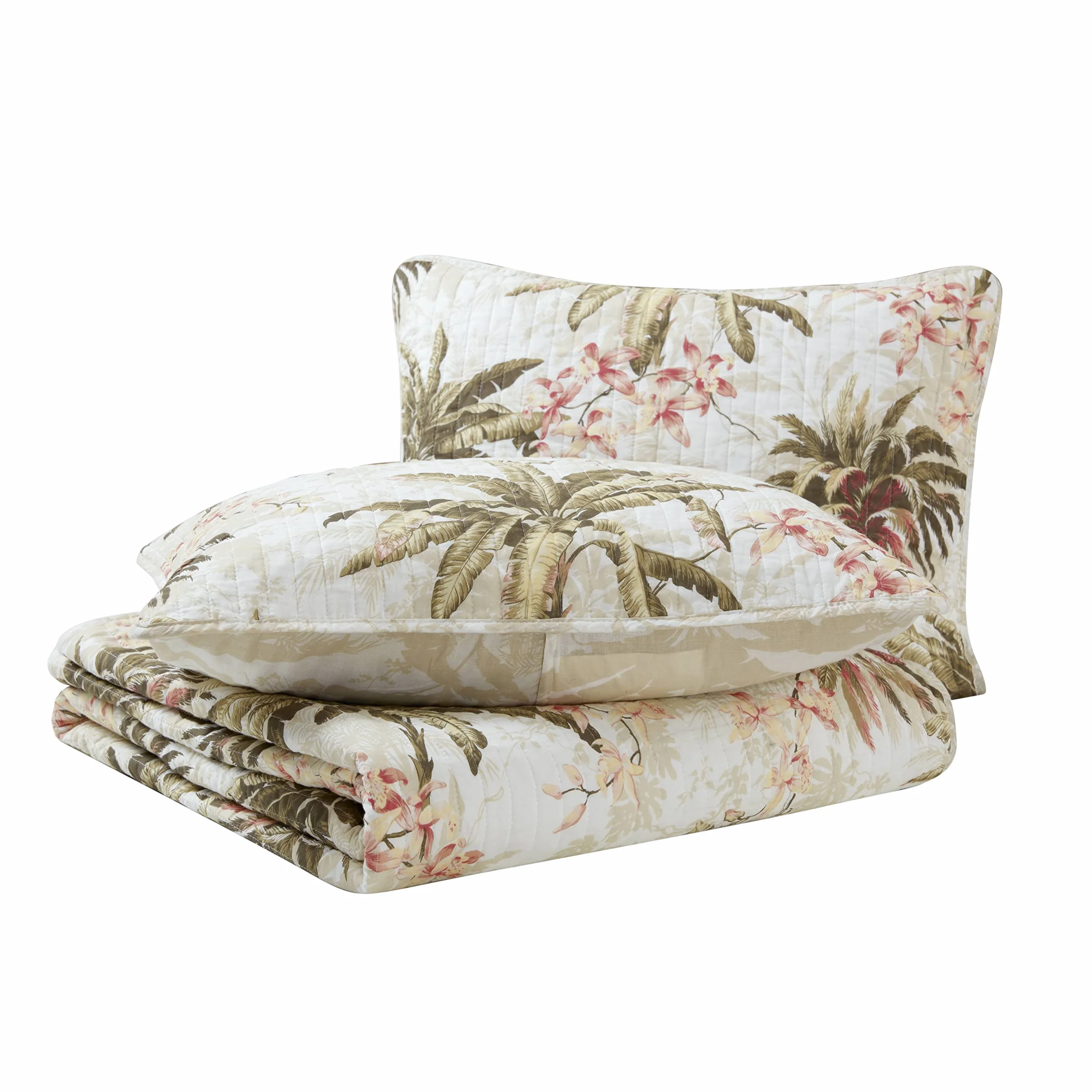Tommy Bahama - Zestaw kołder typu king-size, dwustronna pościel bawełniana z pasującymi pokrowcami, lekka dekoracja domu na wszystkie pory roku (Bonny Cove Ivory, King)