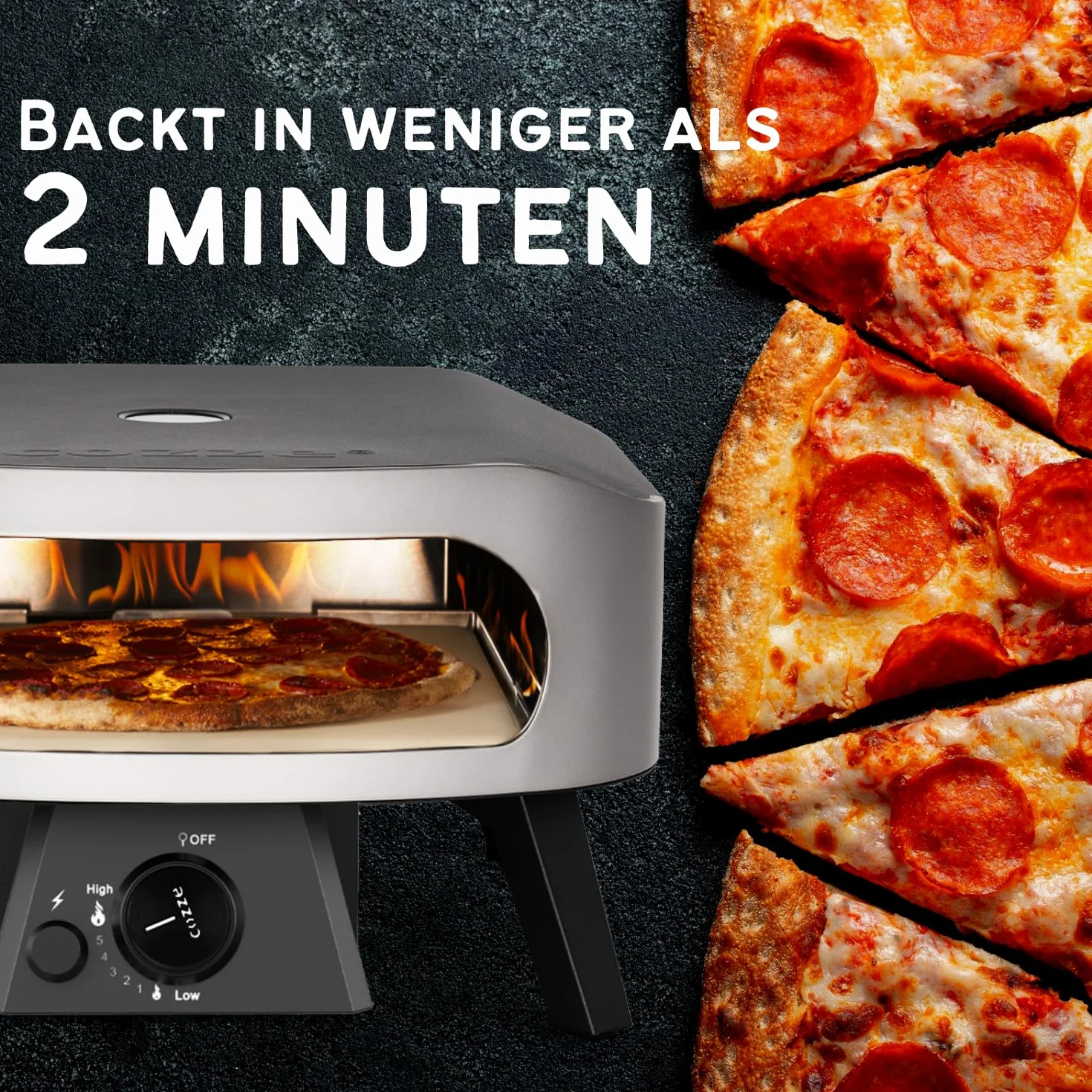COZZE Mini piec do pizzy na gaz, 13 cali, kompaktowy piec do pizzy, na zewnątrz (50 mbar) – stół do pizzy z regulatorem do małych pizzy
