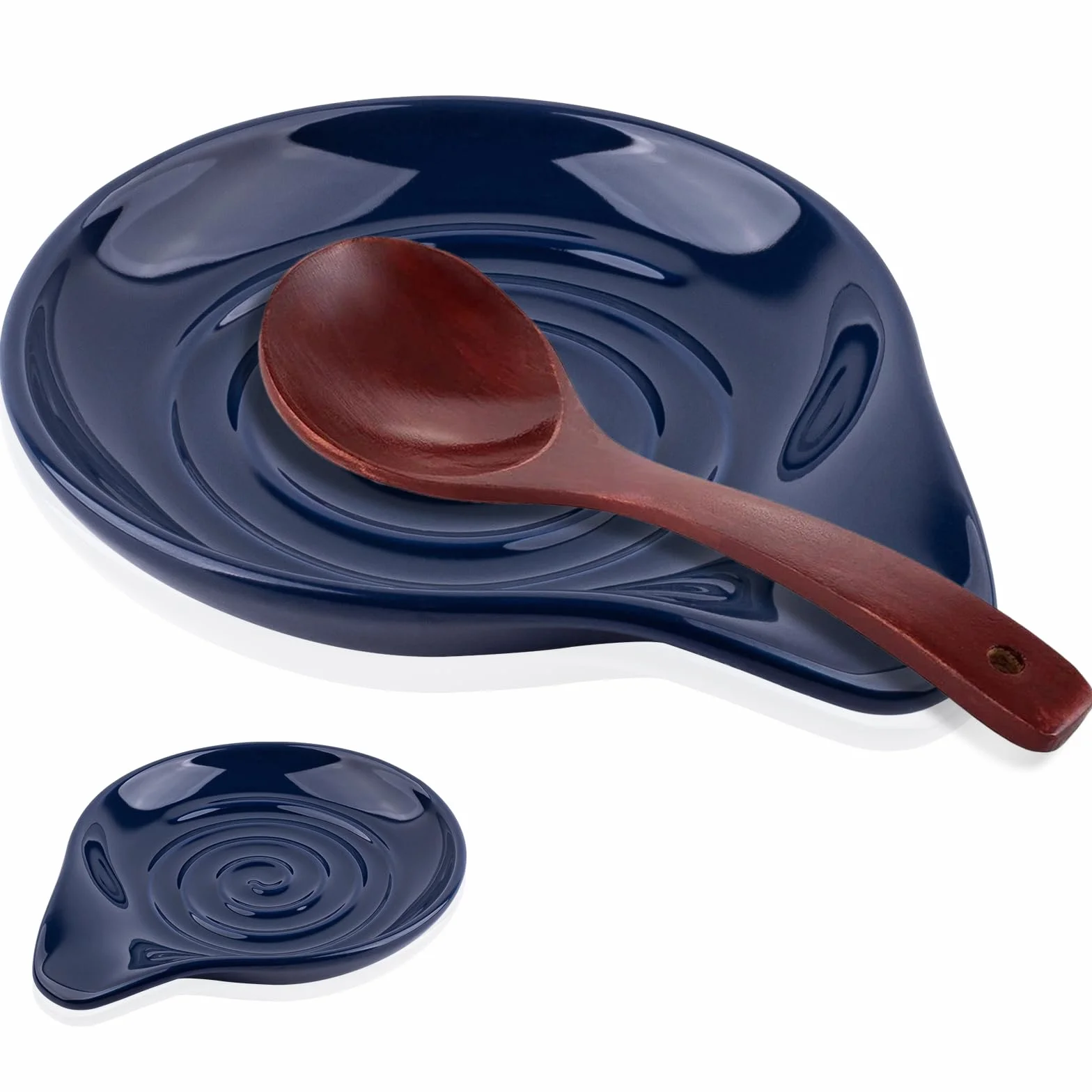 Ceramiczna półka na łyżki do kuchni, odporna na wysokie temperatury, duża półka na łyżki, łyżki, szpatułki, nadaje się do mycia w zmywarce, niebieska