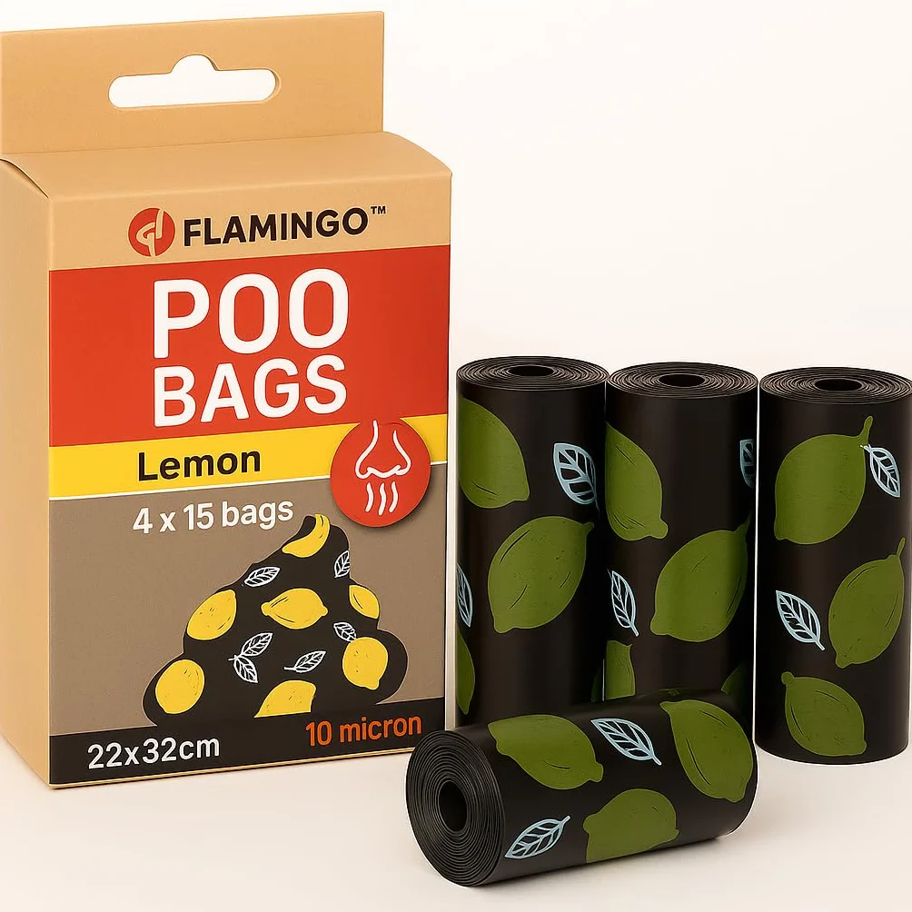 Flamingo Worki na odchody Basic SCENTA o zapachu cytryny 4 x 15 szt