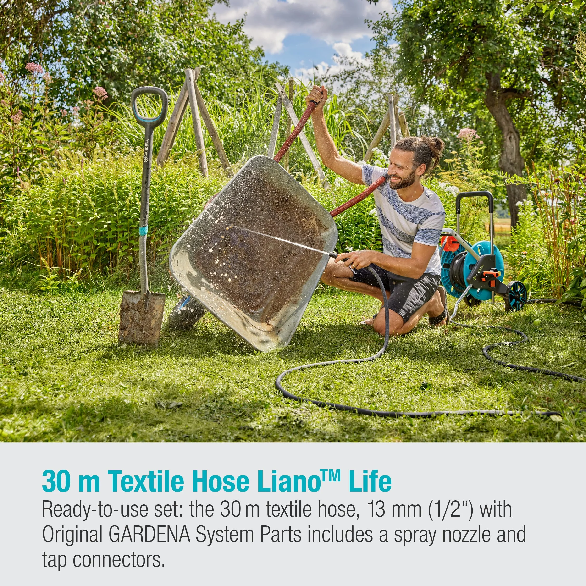 Gardena Liano Life, wąż materiałowy 1/2 cala, 30 m: Wysoko elastyczny wąż ogrodowy z tkaniny, z wężem wewnętrznym PVC, bez zginania, lekki, odporny na czynniki atmosferyczne (18457-20)