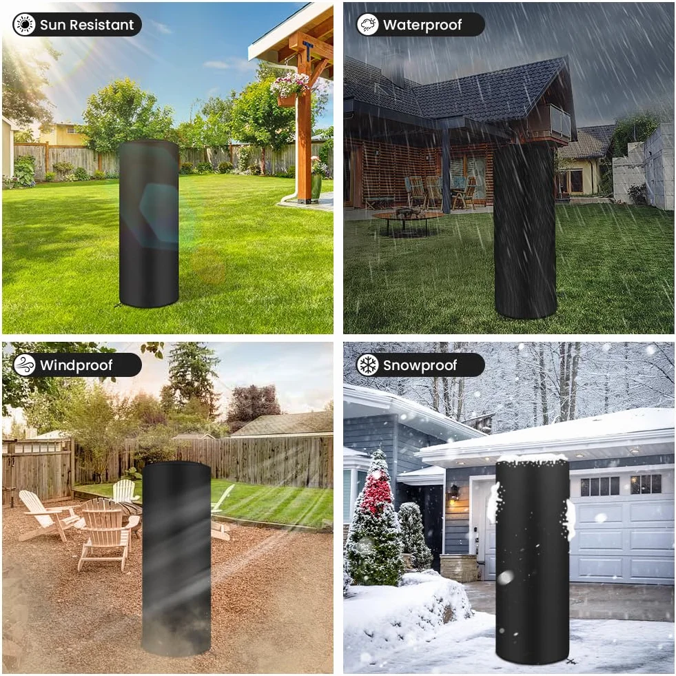 AOOWU Koc grzewczy na patio, 120 x 50 cm okrągły zewnętrzny podgrzewany parasol przeciwsłoneczny, wodoodporne pokrowce grzewcze Oxford, zewnętrzny pokrowiec ochronny do ogrzewania tarasowego