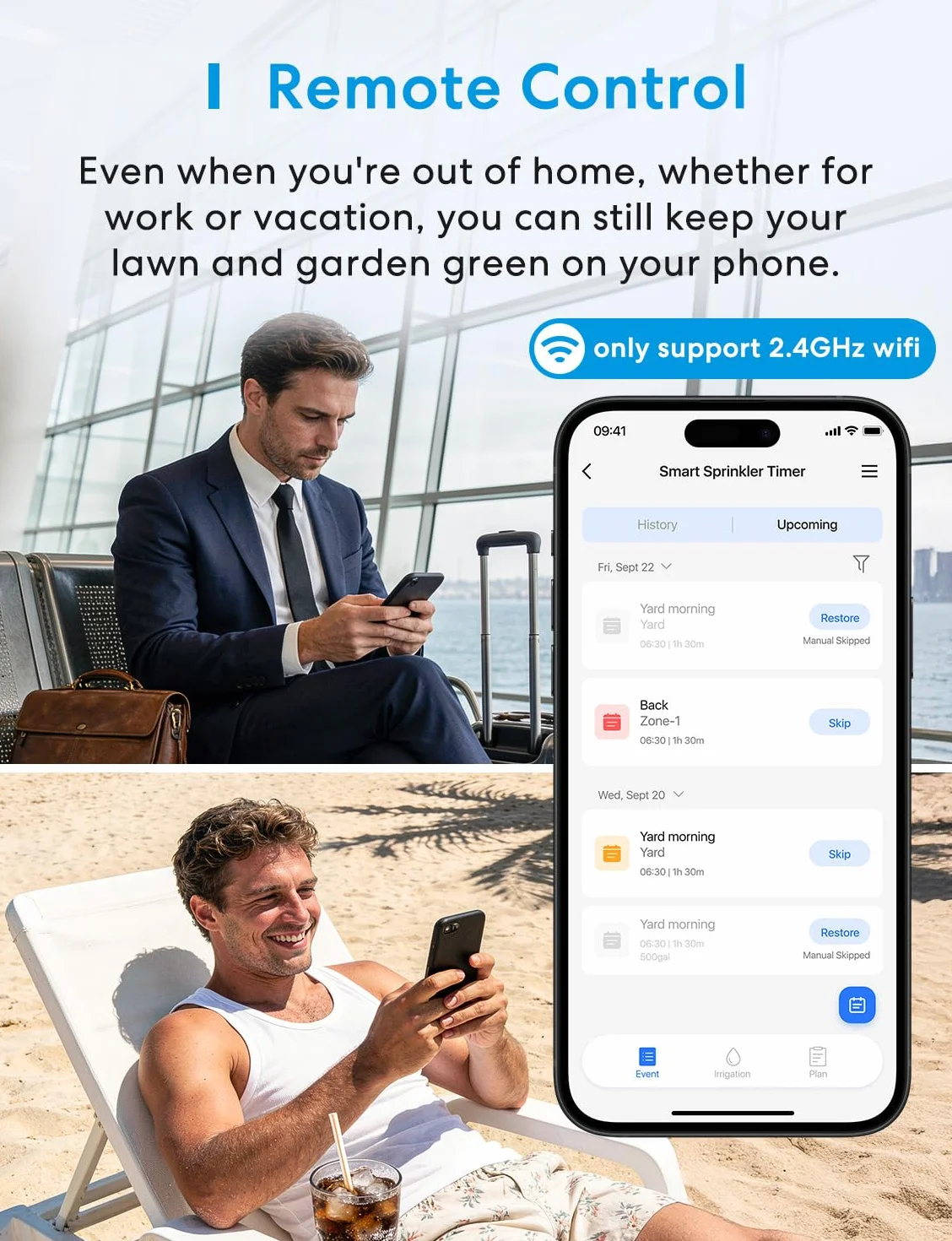 Meross MST200 2-drożny programator do nawadniania WiFi, automatyczne nawadnianie i zdalne sterowanie, opóźnienie deszczu i śledzenie wody, kompatybilny z Apple Home, Alexa i Google Home