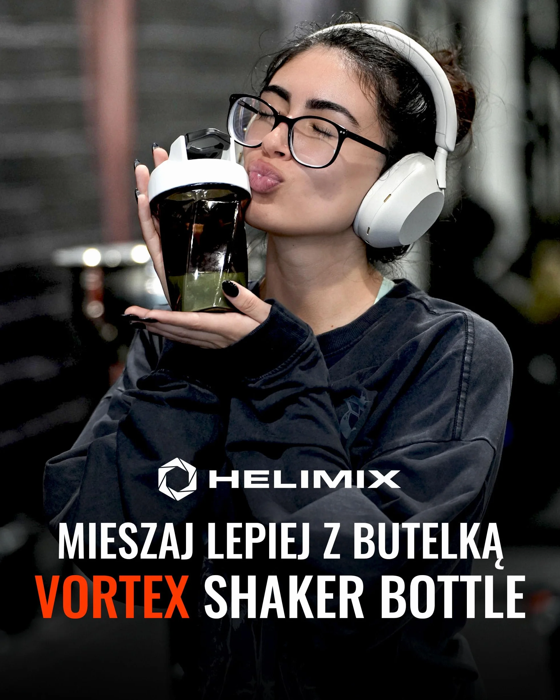 Helimix 2.0 Vortex Protein Shaker, 800 ml (28 uncji) - Sportowa butelka na napoje proteinowe i smoothie - bez gwizdków, grudek i baterii - odporna na mycie w zmywarce i wolna od BPA