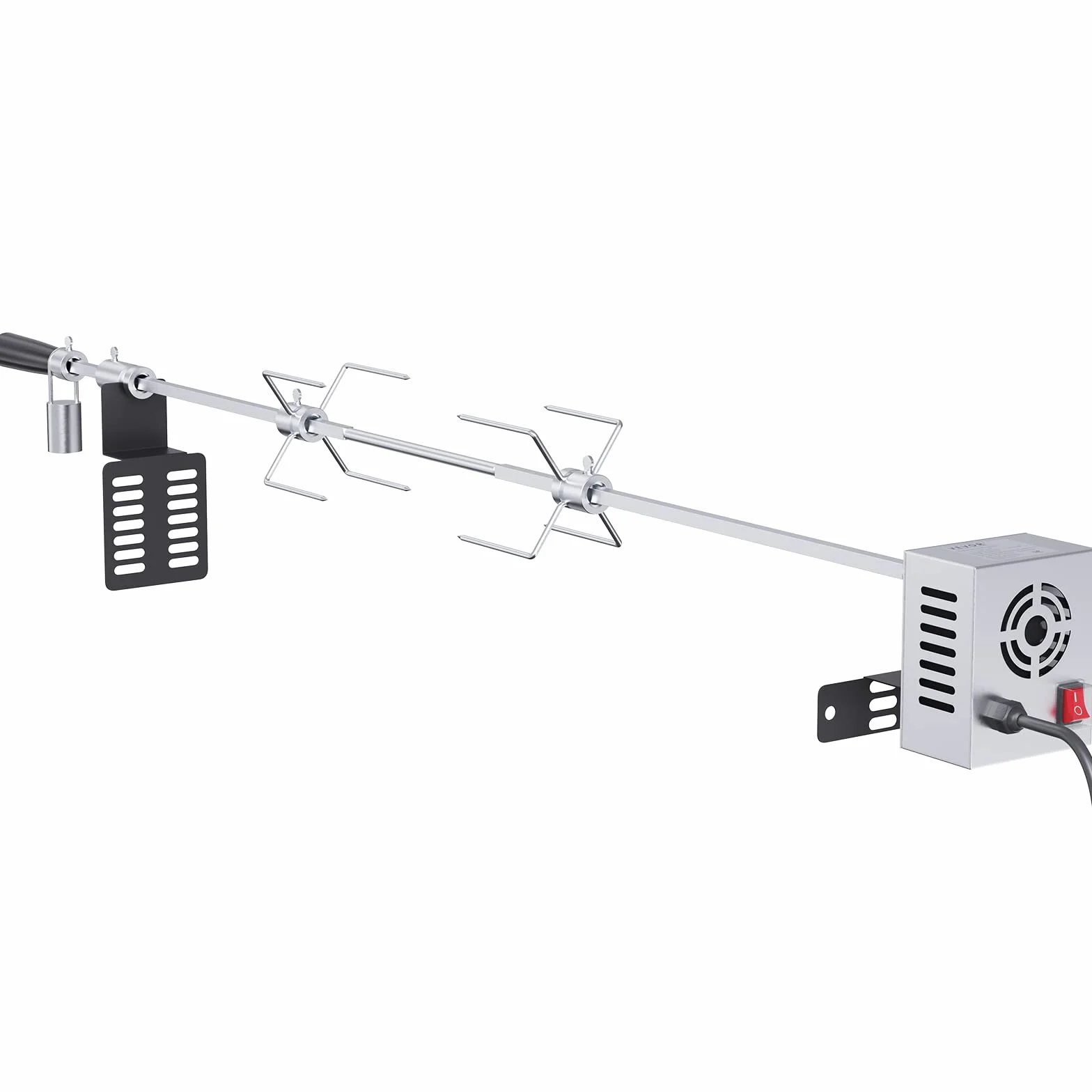 VEVOR Rożen do grilla z rożnem 9 W, długość szaszłyka 100,6 cm ze stali nierdzewnej maksymalne obciążenie 12 kg, zestaw do rożna do rożna 4 obr./min Widelec szerokość 18 cm, szpikulec na imprezę