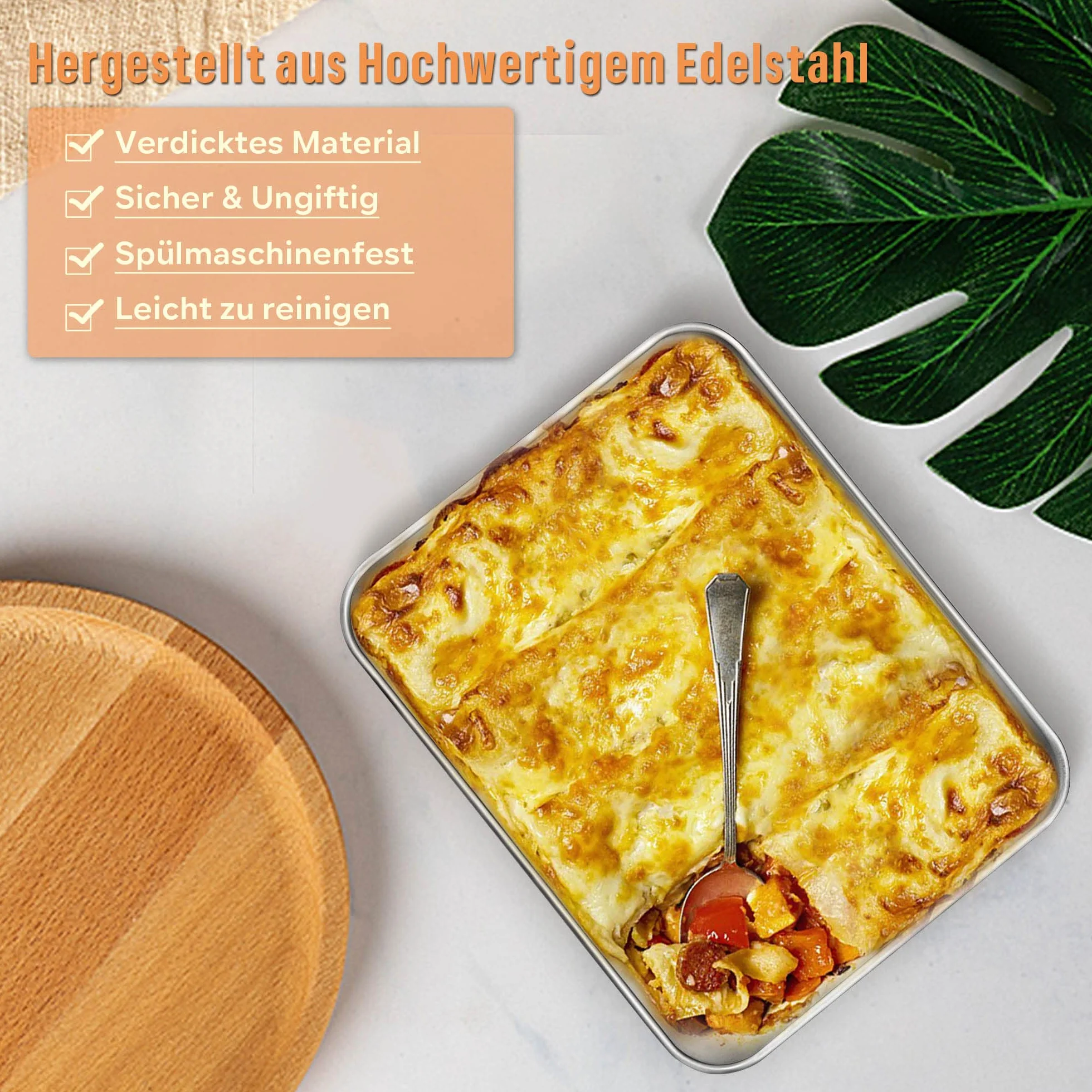 Joyfair forma do zapiekanek, mała, ze stali nierdzewnej, prostokątna, do pieczenia tostów, 24 x 18 x 5 cm, blacha do pieczenia lasagne brownie, głęboka strona i gładka powierzchnia, łatwa do