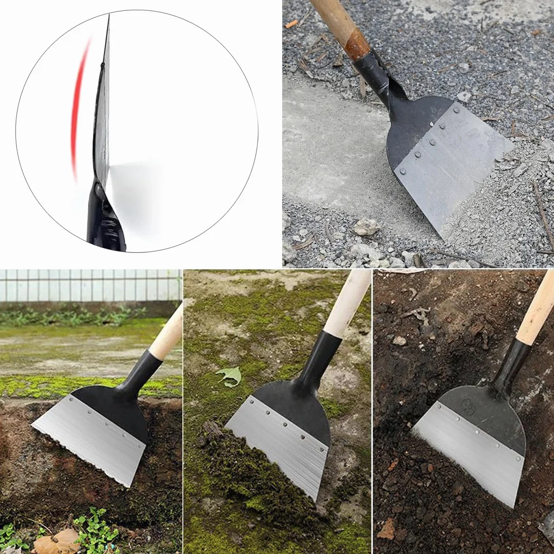 Wielofunkcyjna szufla do czyszczenia ogrodu, łopata ogrodowa, płaska, stalowa łopata do chwastów, do chwastów, do chwastów, do ogrodu, trawnika, 21 cm