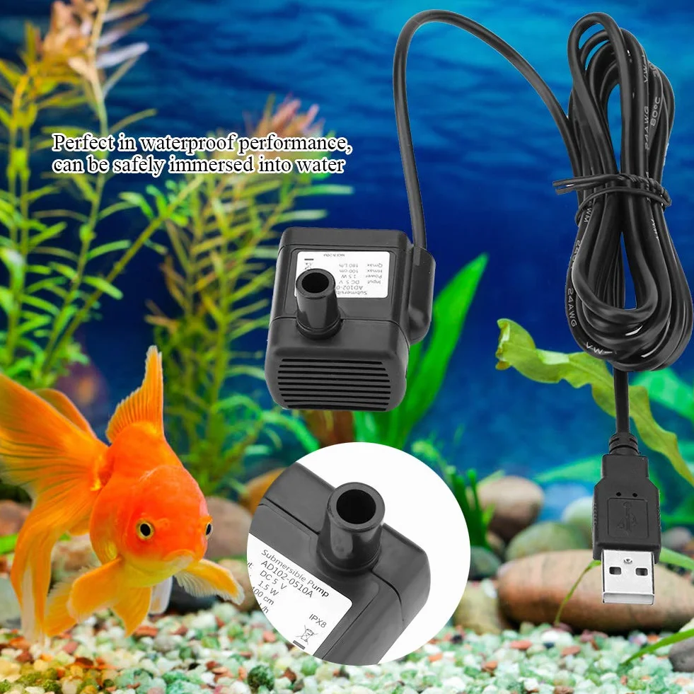 DC 5V 1,5 W USB Mini pompa bezszczotkowa pompa ultra cicha pompa obiegowa akwarium fontanna wodna strumień pompa elektryczna do akwarium akwarium