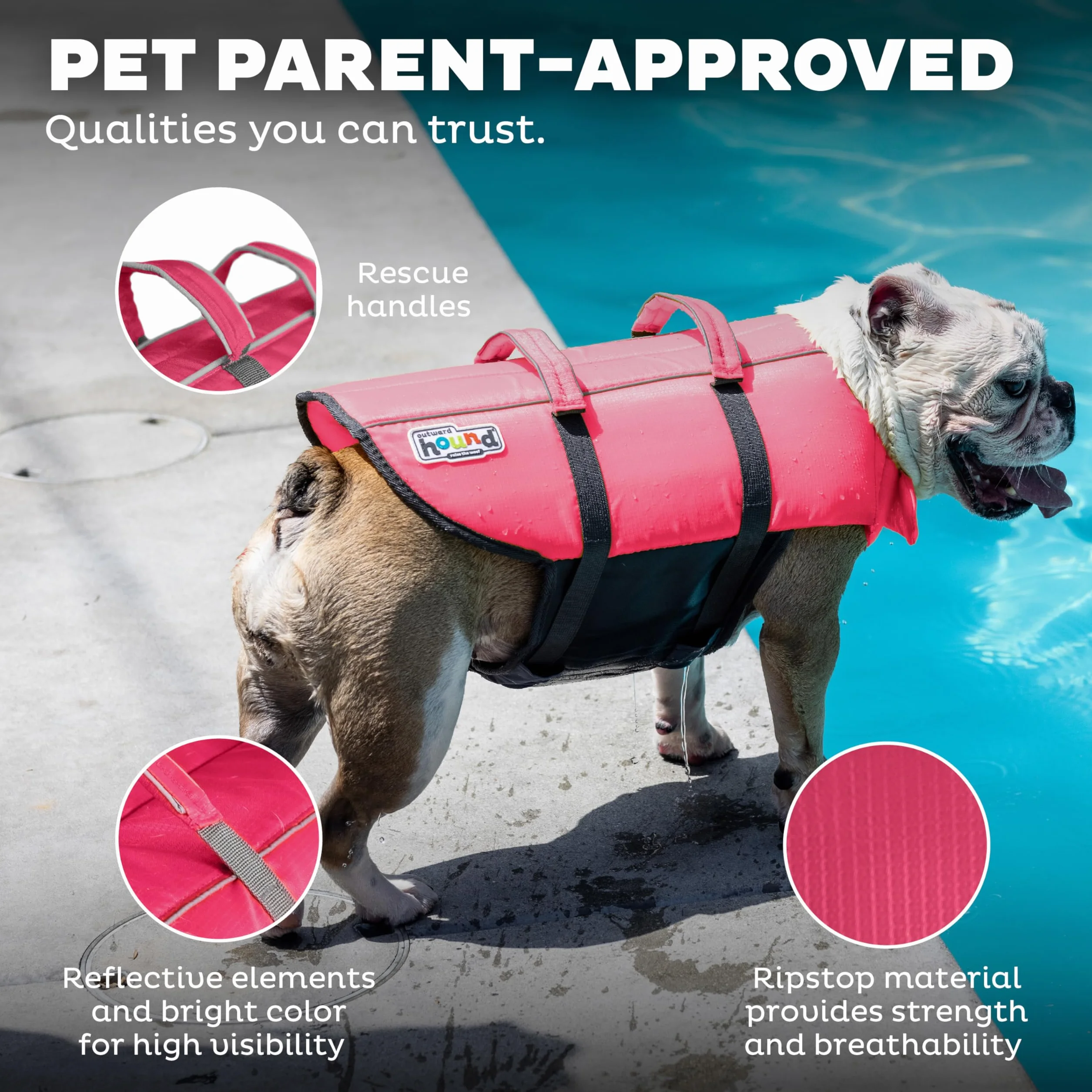Outward Hound Granby Splash różowa kamizelka ratunkowa dla psa, M