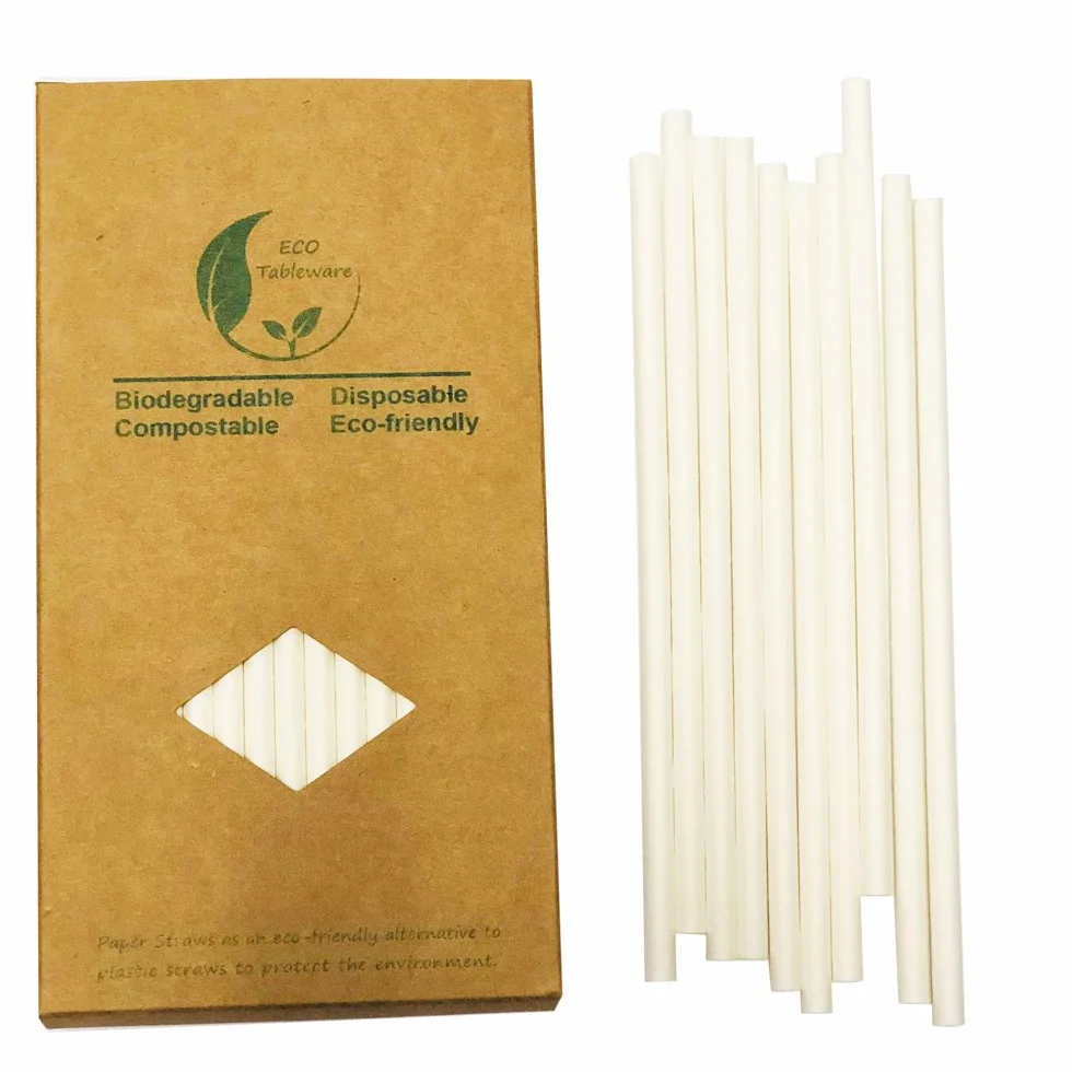 Białe słomki papierowe słomki do picia 100 pudełek bez plastiku 19 cm