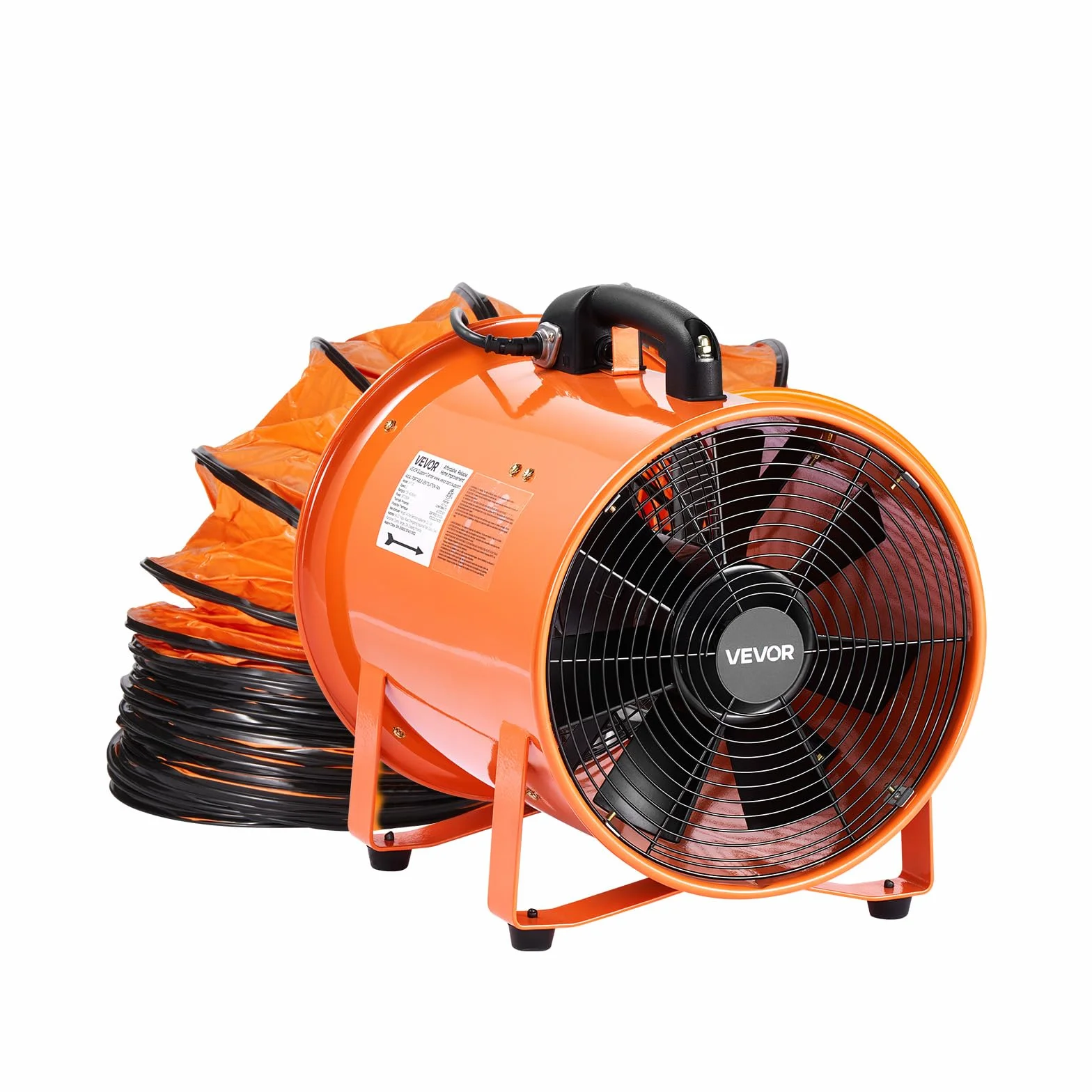 VEVOR Wentylator budowlany 365 W AC 2810 obr./min, dmuchawa budowlana 1214 l/s (2574 CFM), wentylator osiowy 10 m, dmuchawa osiowa, 79 dB, poziom hałasu, wentylator przemysłowy IP44