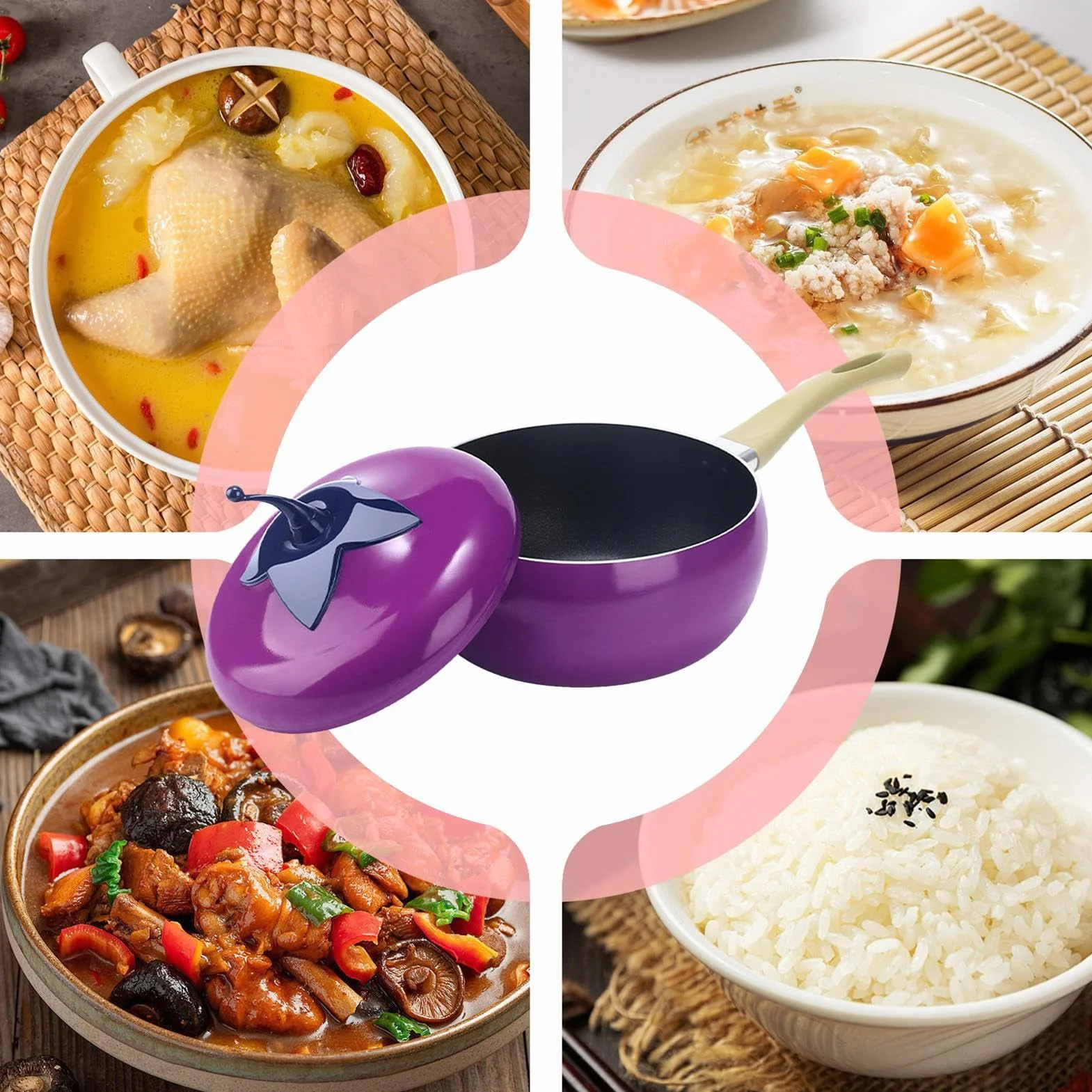 Garnek do zupy z praktyczną pokrywką Wielofunkcyjny nieprzywierający kształt | Gruby garnek do makaronu, zupy, spaghetti, konserw, gotowania, duszenia