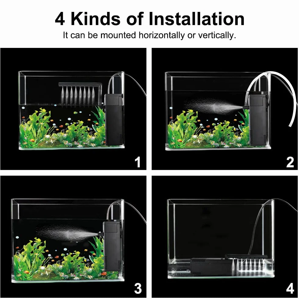 flintronic Filtr do akwarium wewnętrzny z pompą 8 W 600 l/h, regulowany, do 80 l