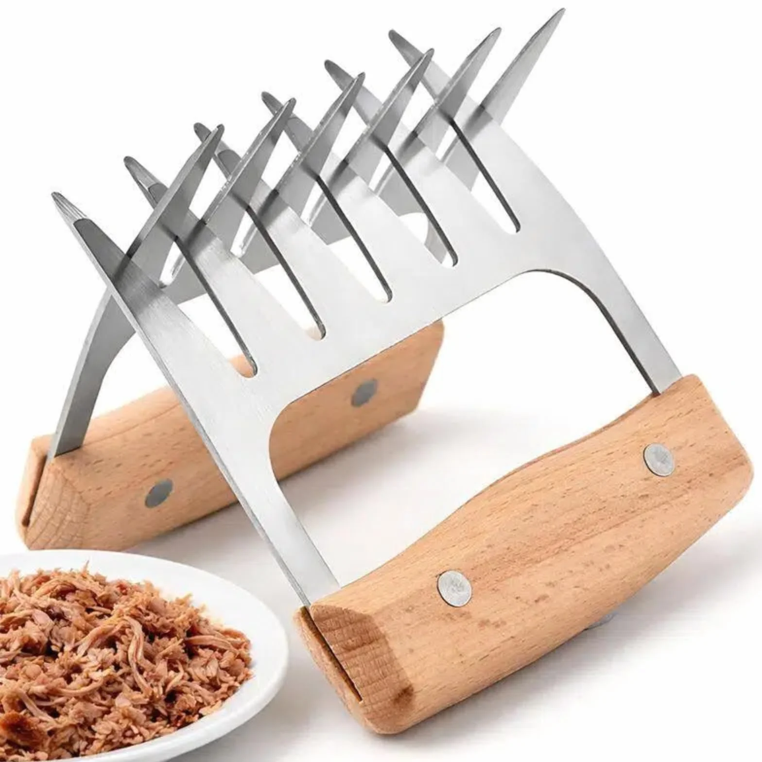 2 sztuki pazurów niedźwiedzia BBQ, pazury do mięsa ze stali nierdzewnej, profesjonalne narzędzia do grillowania kurczaka, steku, wieprzowiny - akcesoria do grilla