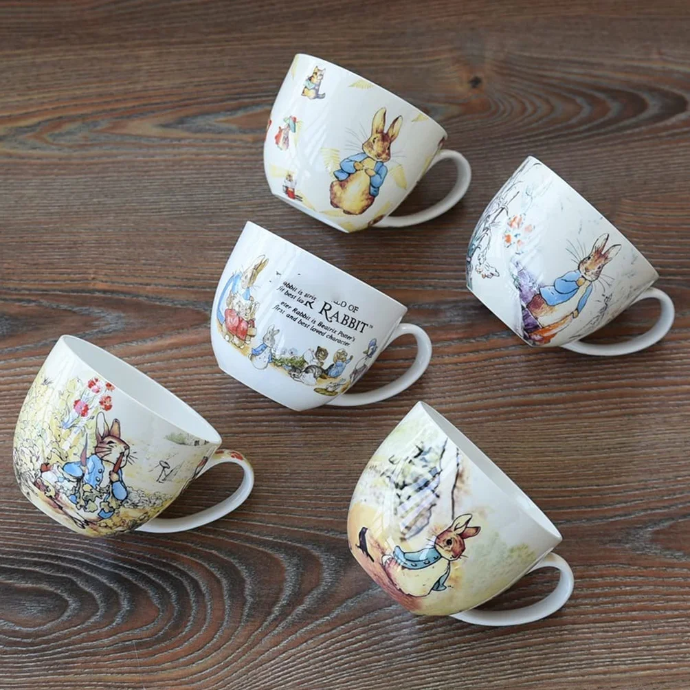 Kreskówka królik duży kubek kawy ceramiczny milka filiżanka porcelanowa filiżanka herbaty piękny (Color : D, Size : 700ML)