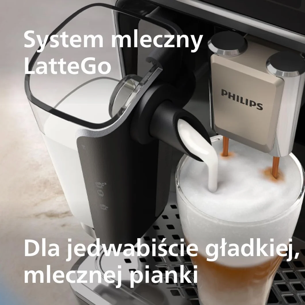 Philips w Pełni Automatyczny Ekspres do Kawy z Serii 5500-20 Kaw Gorących i Mrożonych, Szybki w Czyszczeniu System Mleczny LatteGo, Technologia SilentBrew, QuickStart, Szary (EP5544/50)