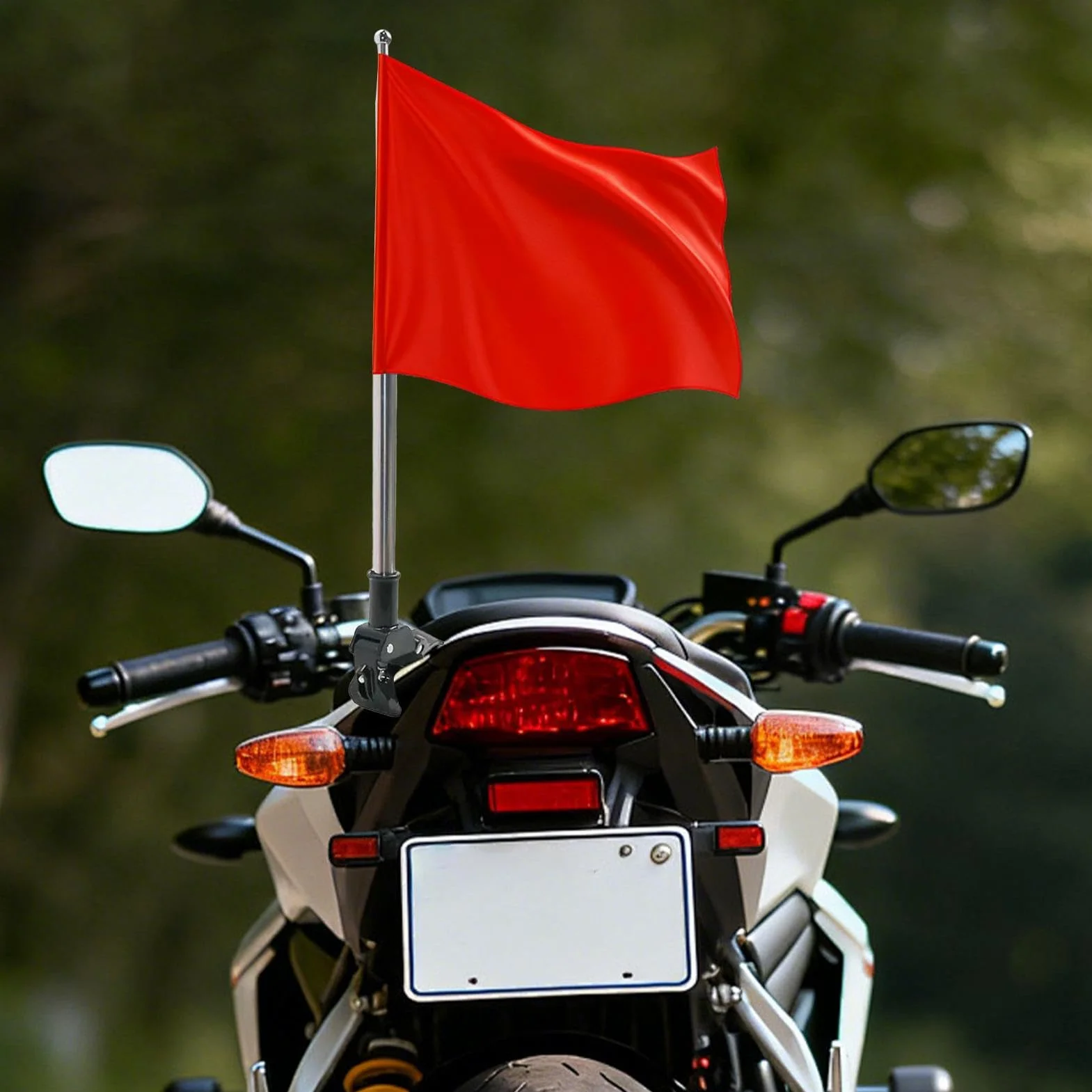 Maszt flagowy na motocykl - Teleskopowy maszt flagowy 1,3 m, stal nierdzewna, regulowany - Uchwyt Na Flagę Do Rowerów Górskich | Motocykl, Outdoor, Rowery Szosowe, Wycieczki, Podróże, Bagaż