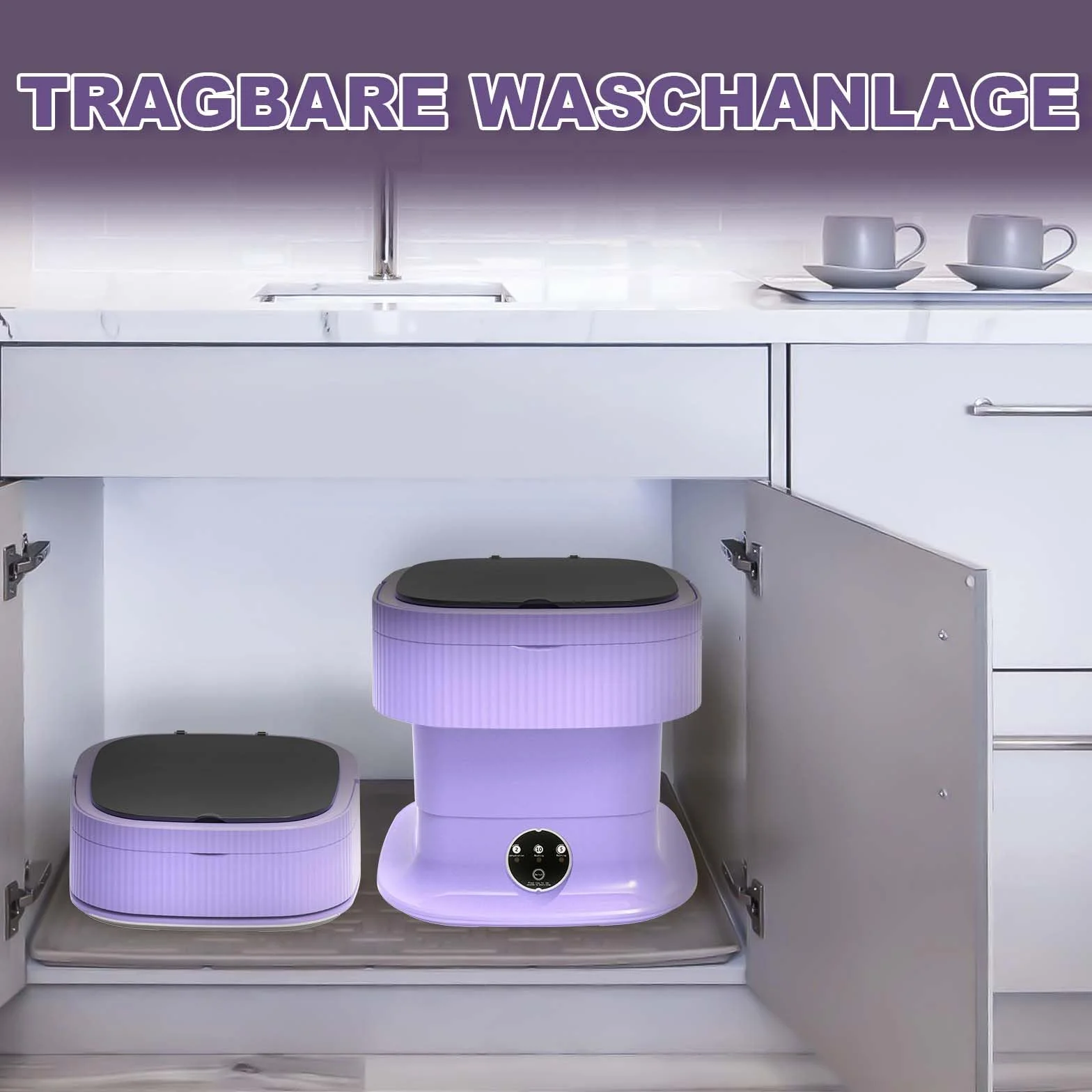Mini pralka, 14 l, 2 w 1, pralka kempingowa, mini pralka z wirowaniem, mała, pojedyncza pralka, do bielizny, odzieży dla niemowląt, mieszkania, sypialni, hotelu, fioletowa