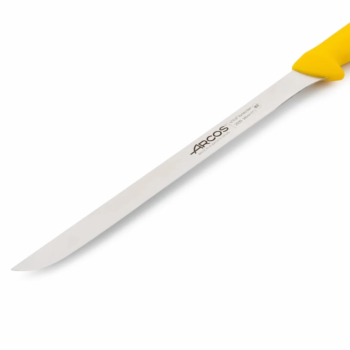 Arcos 293900 seria 2900 - szynka do krojenia nóż - ostrze nitrm 280 mm (11 cali) - uchwyt polipropylenowy żółty kolor, stal nierdzewna 18/8
