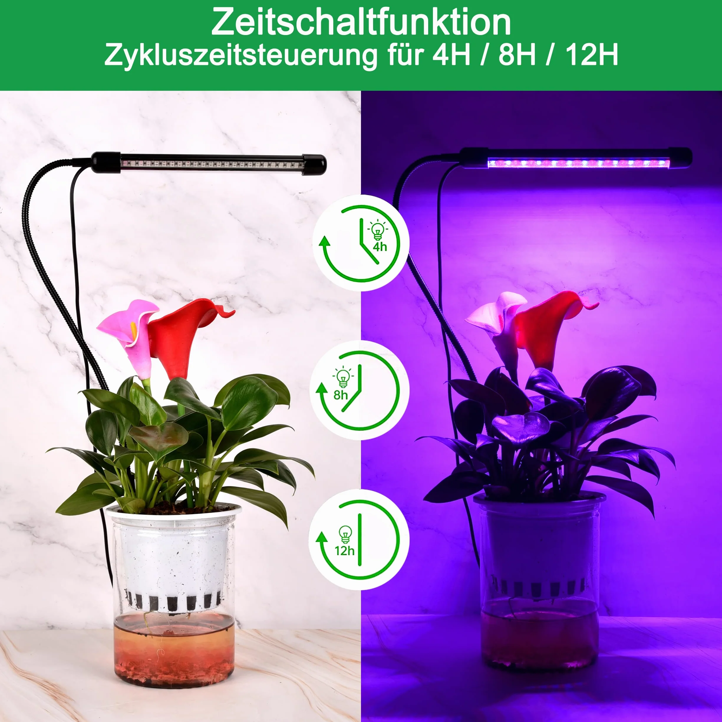 iZELL 48 LED lampa roślinna z ładowarką USB (1 paczka)