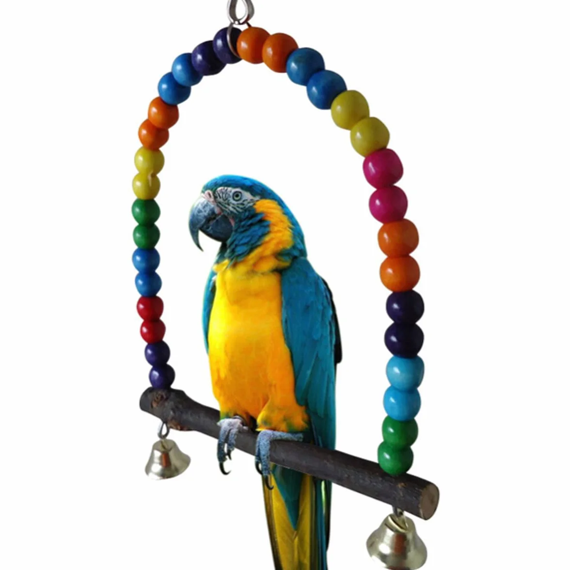 Drewniane huśtawki dla ptaków, 14 cm x 14 cm wielokolorowe konure kogut huśtawka wiszące zabawki dla małych zwierząt, papugi, budgie
