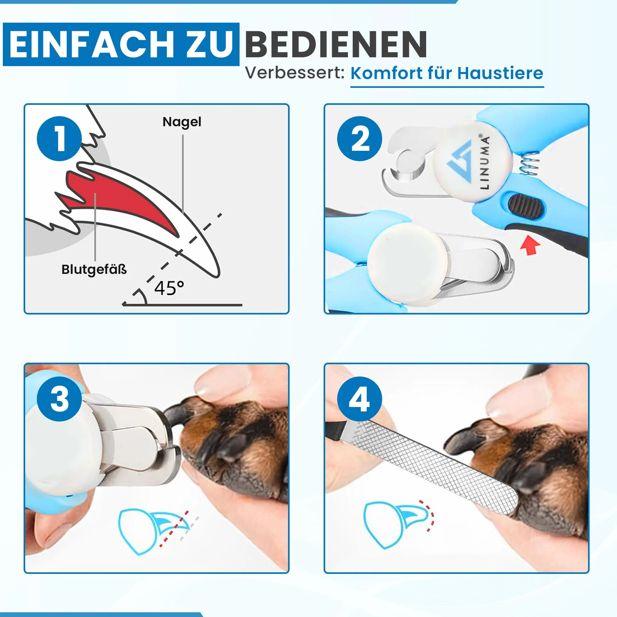 Cążki do pazurów dla psów i kotów z pilnikiem bezpieczna i precyzyjna pielęgnacja ergonomiczny uchwyt antypoślizgowy dla małych i średnich zwierząt łatwe użycie