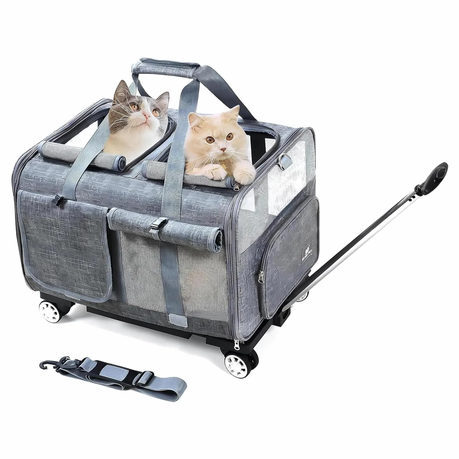Transporter dla kota na Kółkach Torba Transportowa dla 2 koty