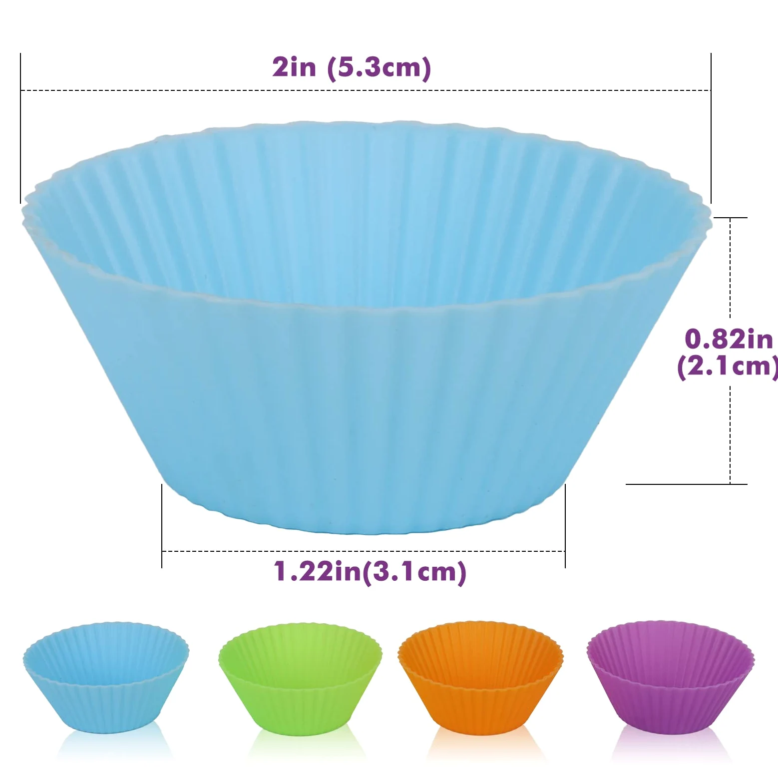 SUPER KITCHEN 24 Sztuk Mini Silikonowych Filiżanek do Pieczenia; Nieprzywierające, Wielorazowe Papilotki na Babeczki i Muffiny do Piekarnika i Frytownicy Powietrzne