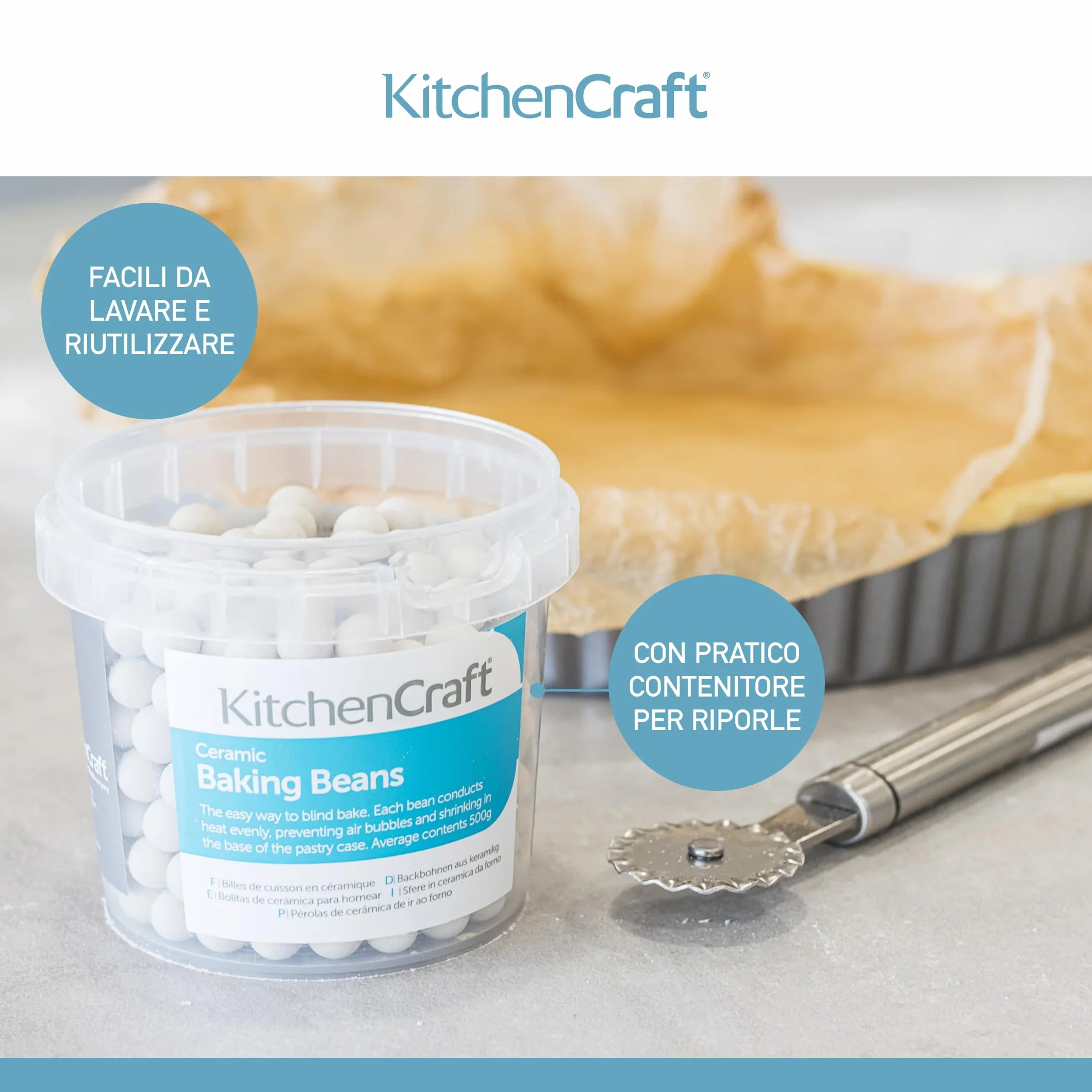 KitchenCraft Ceramiczne Kulki do Pieczenia, Wielokrotnego Użytku, 500 g - Kolor Beżowy