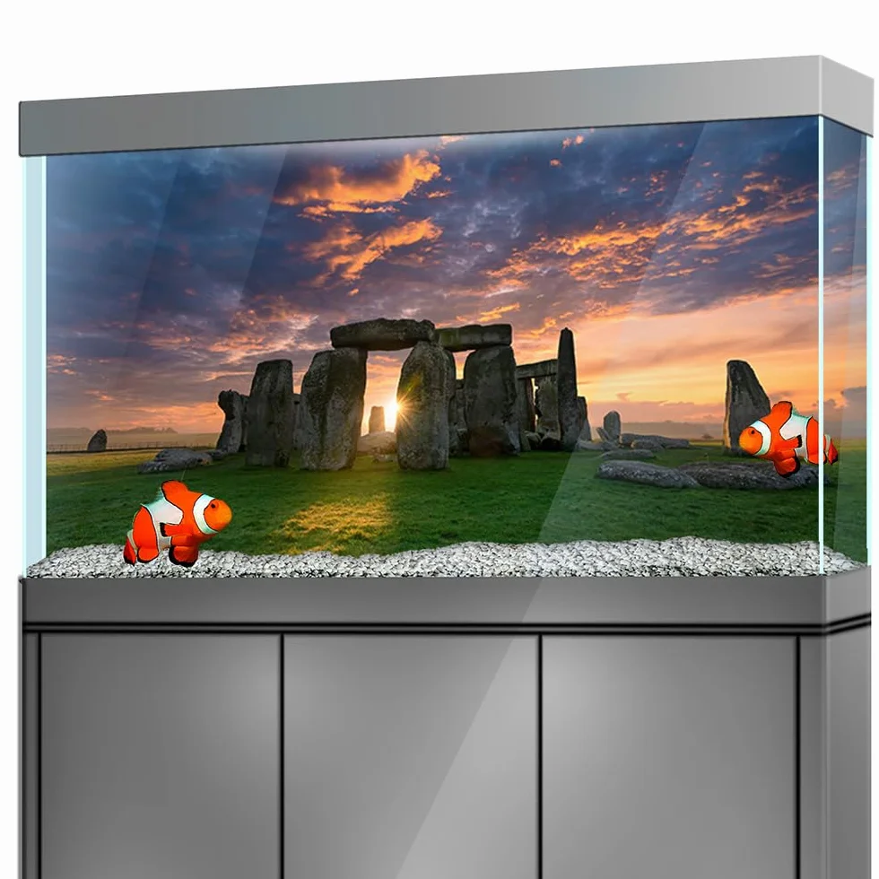 Naklejki na tło do akwarium Stonehenge Monolitu samoprzylepne 60 x 40 cm