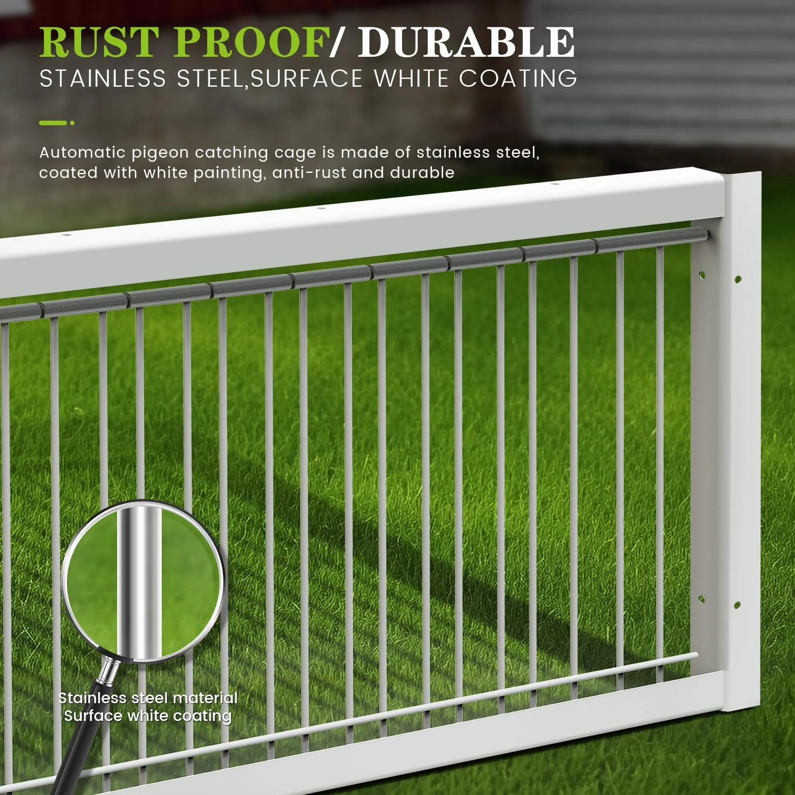 Pułapka na gołębie, klatka z nietłukącą się konstrukcją, pułapka na bażanty, kaczki, ptaki z 4 stronami, jednorazowe wejście i 1 okno dachowe, tylko klatka (64 x 44 x 26 cm)