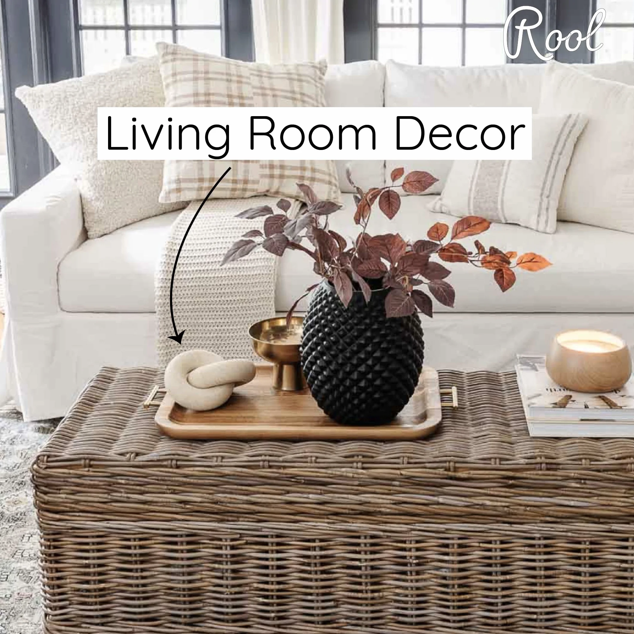 Rool Dekoracja salonu, drewniany węzeł, dekoracja ogniw łańcucha z drewna, dekoracja półki, dekoracje domu do salonu, wystrój stolika kawowego wiejskiego (WKK101)