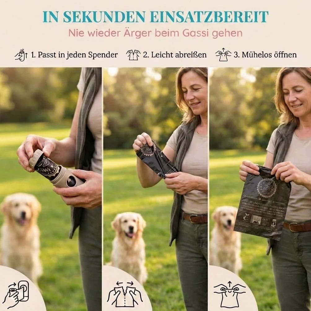 HUND IST KÖNIG Worki na odchody dla psów biodegradowalne [270 szt.] 100% kompostowalne worki na odchody dla psów, certyfikat OK compost HOME, odporne na rozdarcia worki na odchody dla psów