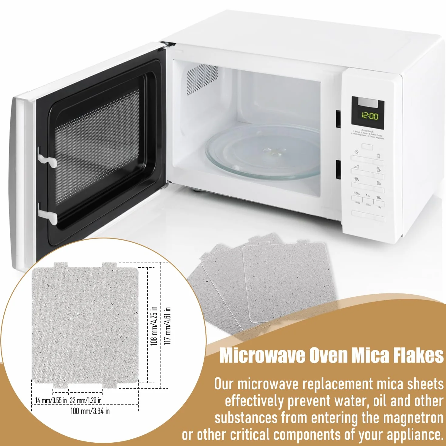 Płyta Mica do mikrofalówki, płyta Mica 9,9 x 11,8 cm, płyta naprawcza Mica, płyta naprawcza, płyta Mika, płyta mikrofalowa, do restauracji, biura, kuchni domowej