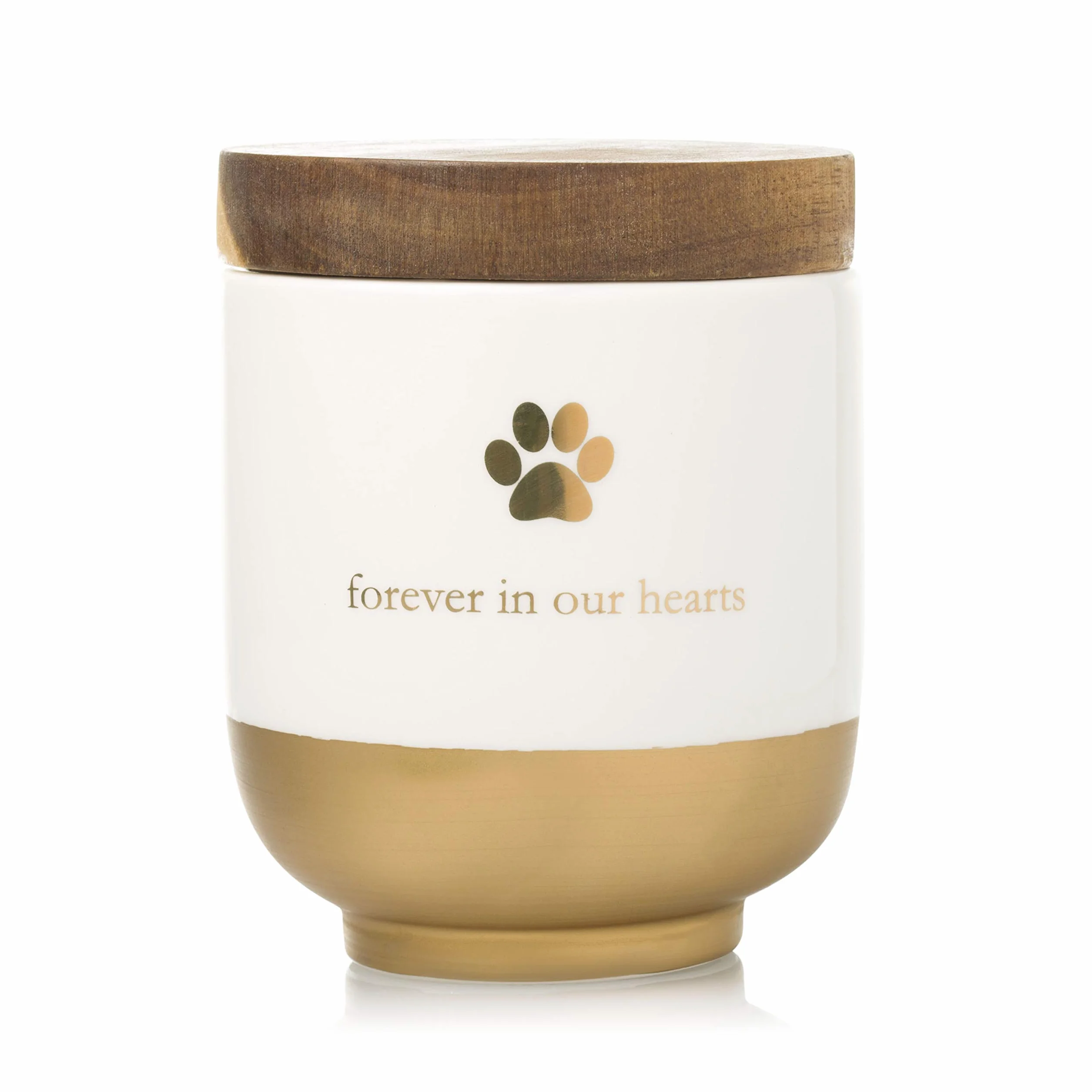 Pearhead Pet Ceramic Forever in Our Hearts urna, pamiątka dla zwierząt domowych, złota urna dla zwierząt domowych, pamiątka dla psa lub kota