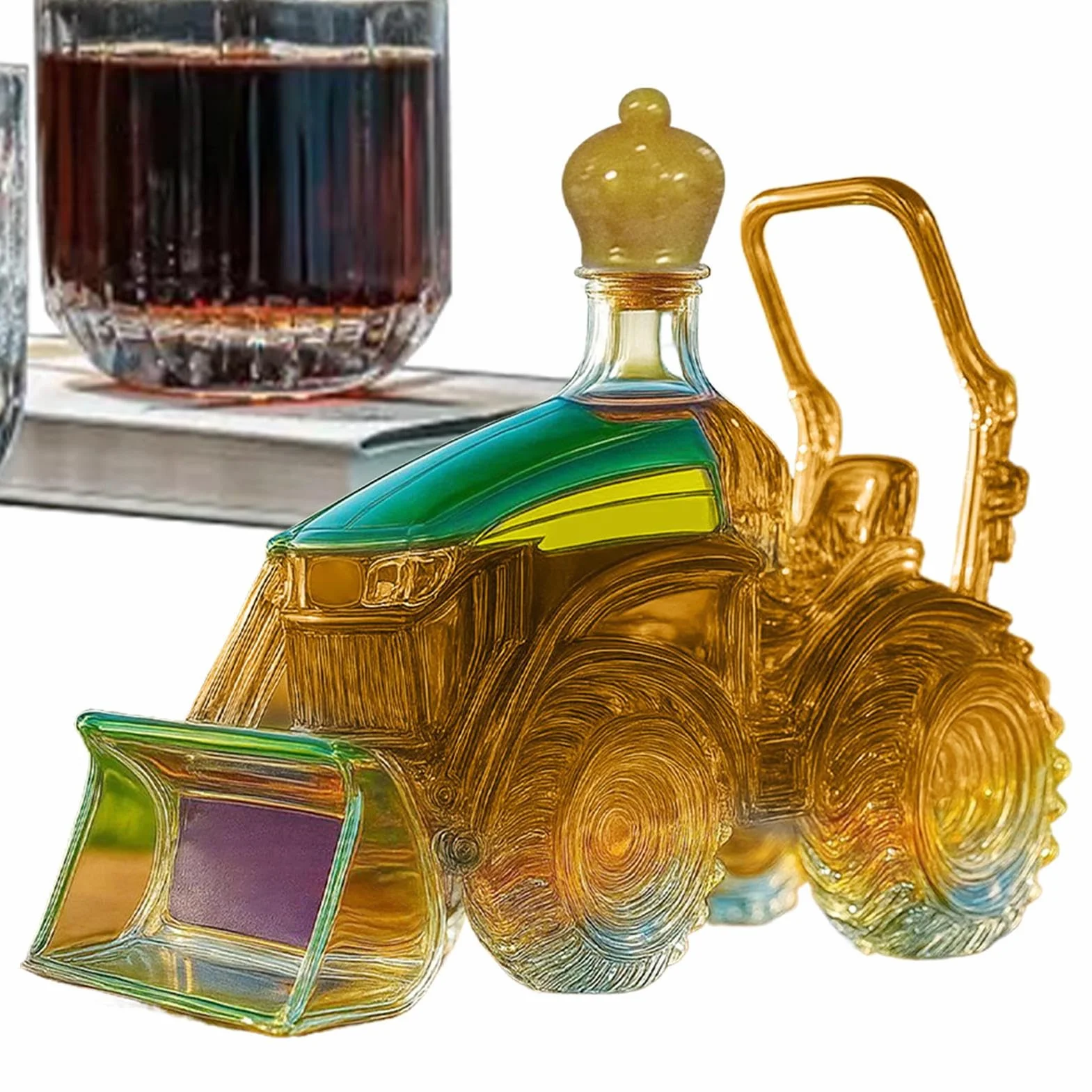 Karafka do traktora, butelka na wino w kształcie traktora, szklana karafka, przechowywanie do baru, domu, rodziny, szafki, dekoracja, miłośnicy whisky, kobiety