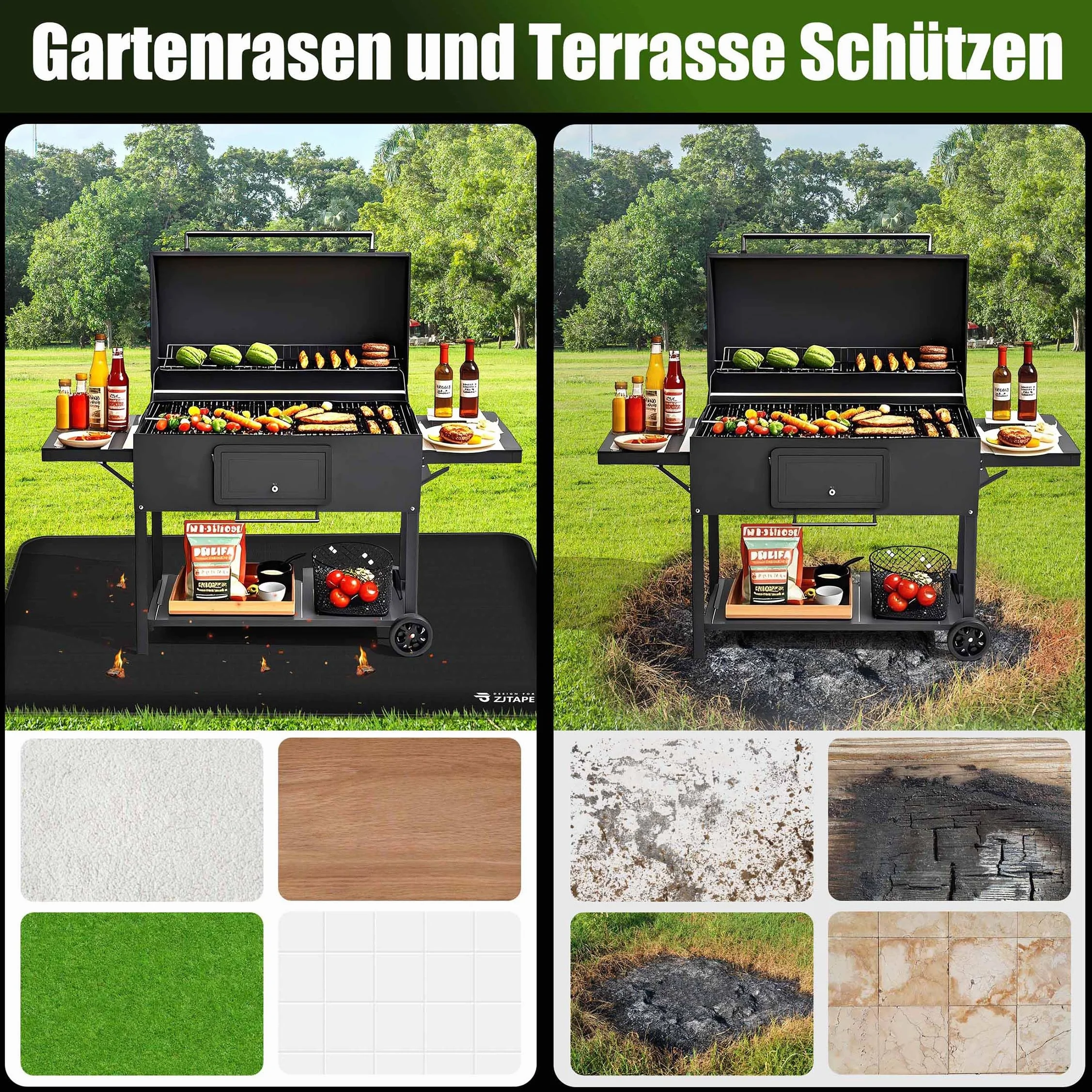 Ognioodporna podkładka, mata grillowa, grill gazowy – 160 x 90 cm, składana mata chroniąca przed wysoką temperaturą, podkładka pod grill, silikonowa mata z włókna szklanego, odporna na działanie wody