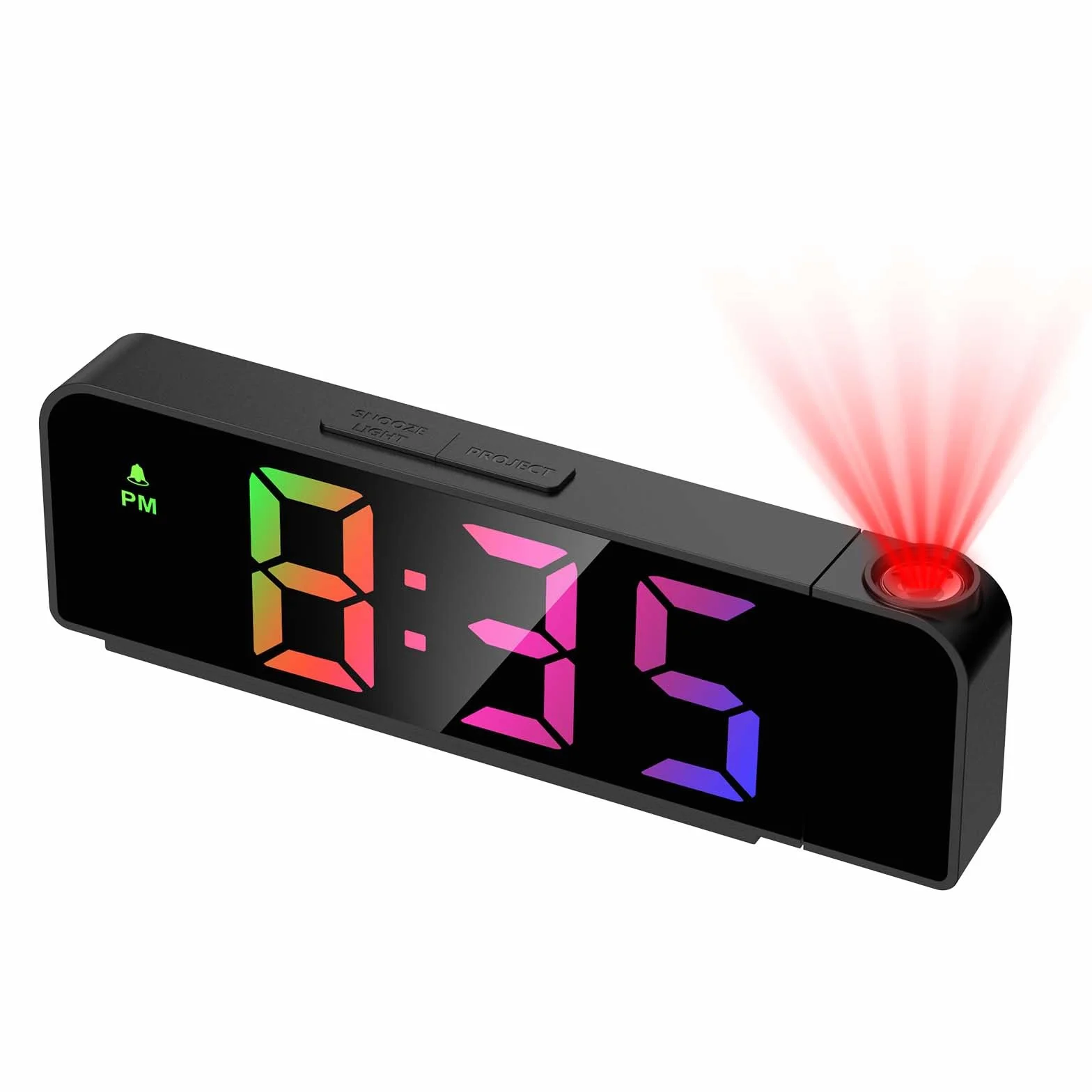 budzik z projektorem, cyfrowy budzik z temperaturą i datą, zegar LED, elektroniczny zegar stołowy, budzik podróżny, regulowana jasność, wyświetlacz 12/24-godzinny, cyfrowy zegar do domu