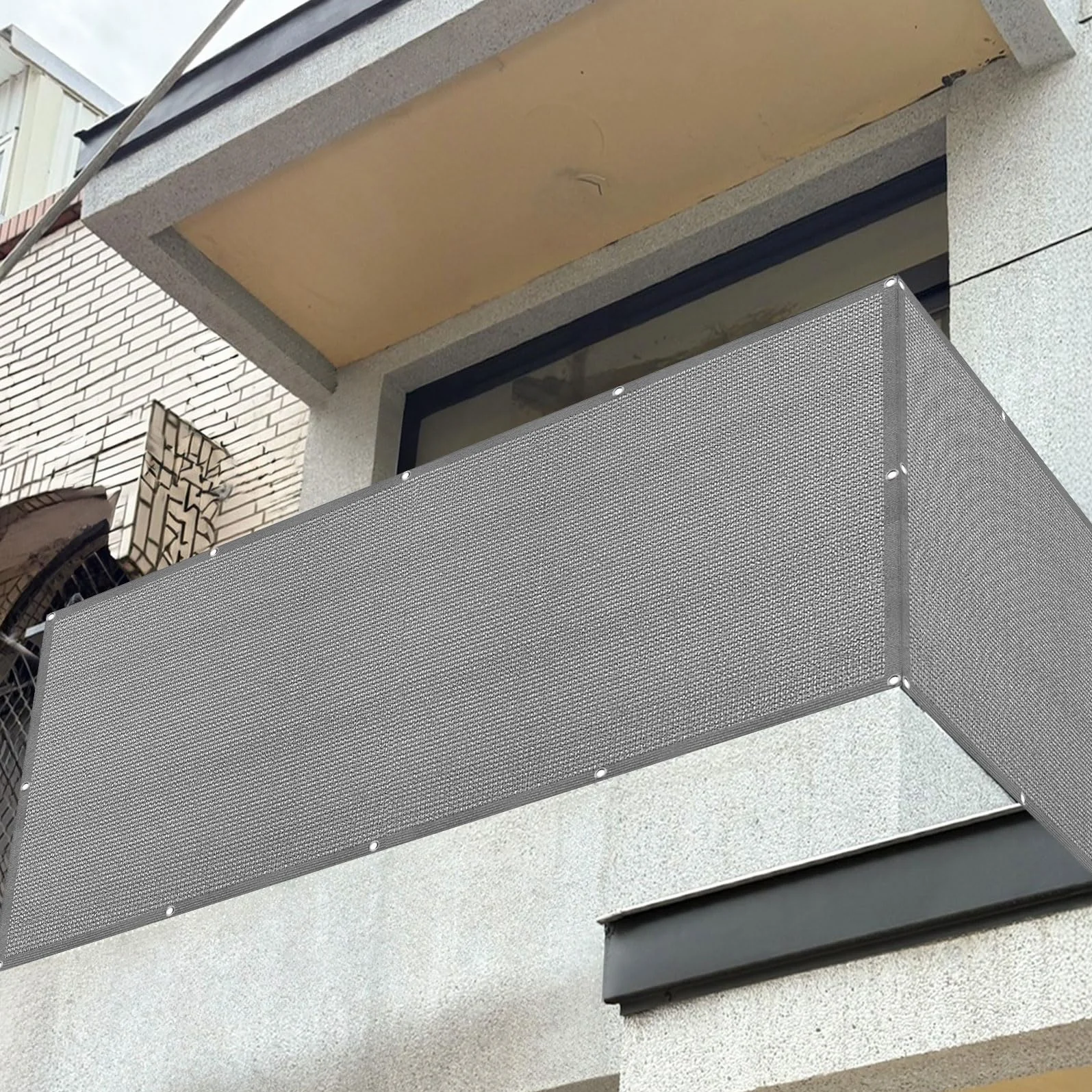 Siatka Ochronna Na Balkon 100 x 100 cm Ochrona Przed Promieniowaniem UV Ogrodzenie Ochronne Na Patio Zabezpieczająca Przed Podglądaniem Na Balkon, Balustradę, Jasny szary