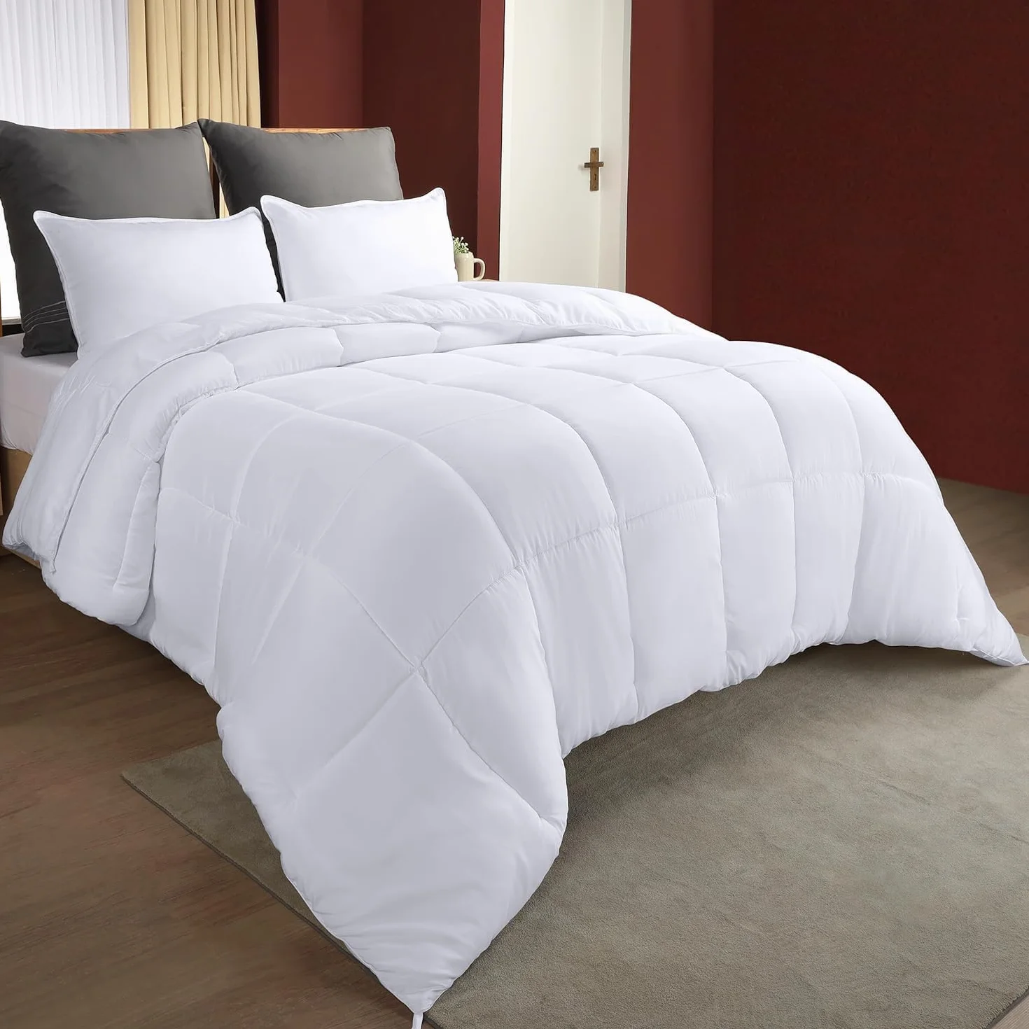 Utopia Bedding All Season Kołdra 220 x 240 cm, Oddychająca Kołdra z Mikrofibry z Wypełnieniem Poliestrowym 280 GSM (Biała)