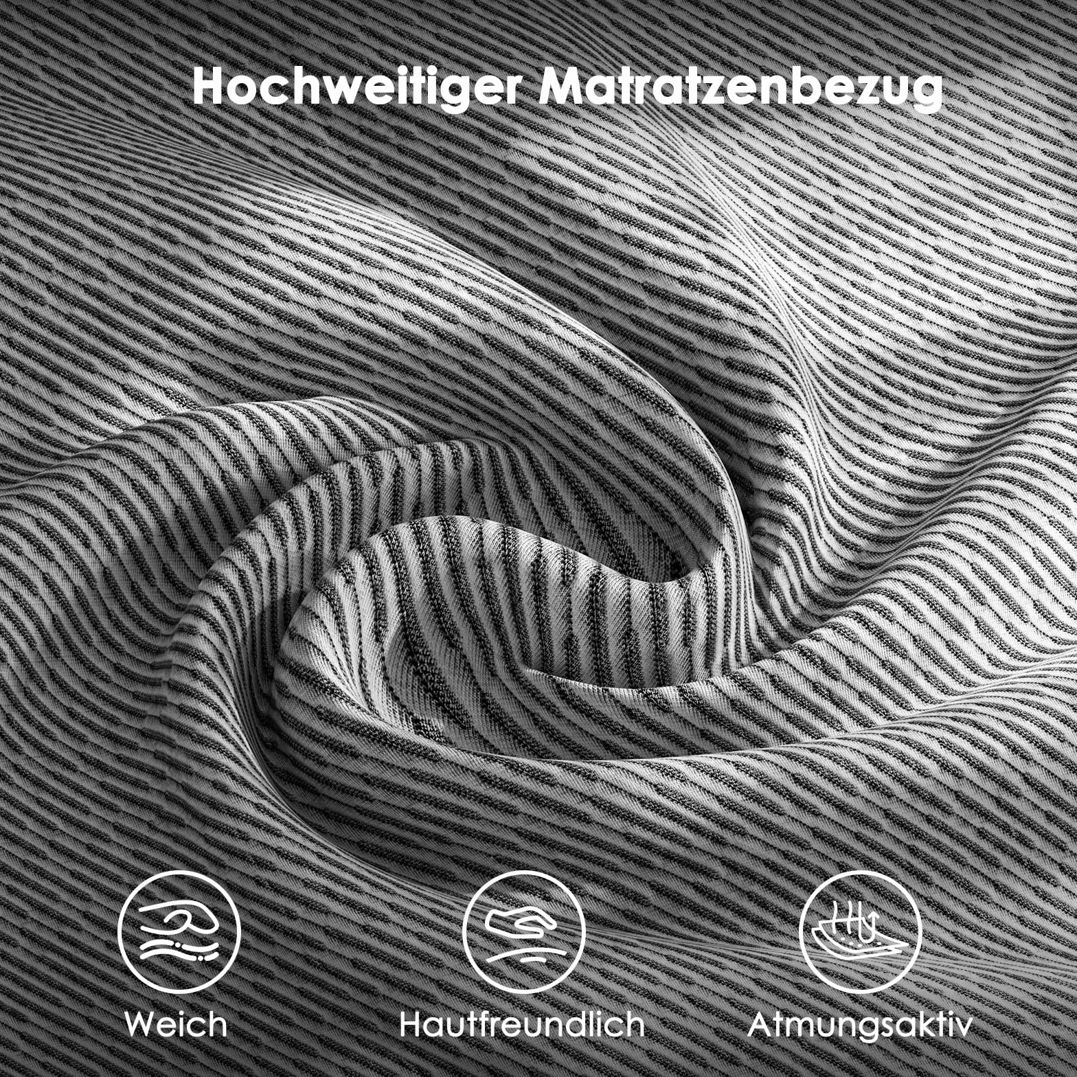 PERLECARE Materac wierzchni 140 x 200 cm – wysokość 7,5 cm, stopień twardości H3 H4, z poszewką na materac o wysokiej szerokości, certyfikat Öko-Tex pianka żelowa, na łóżko kontynentalne i sofę do