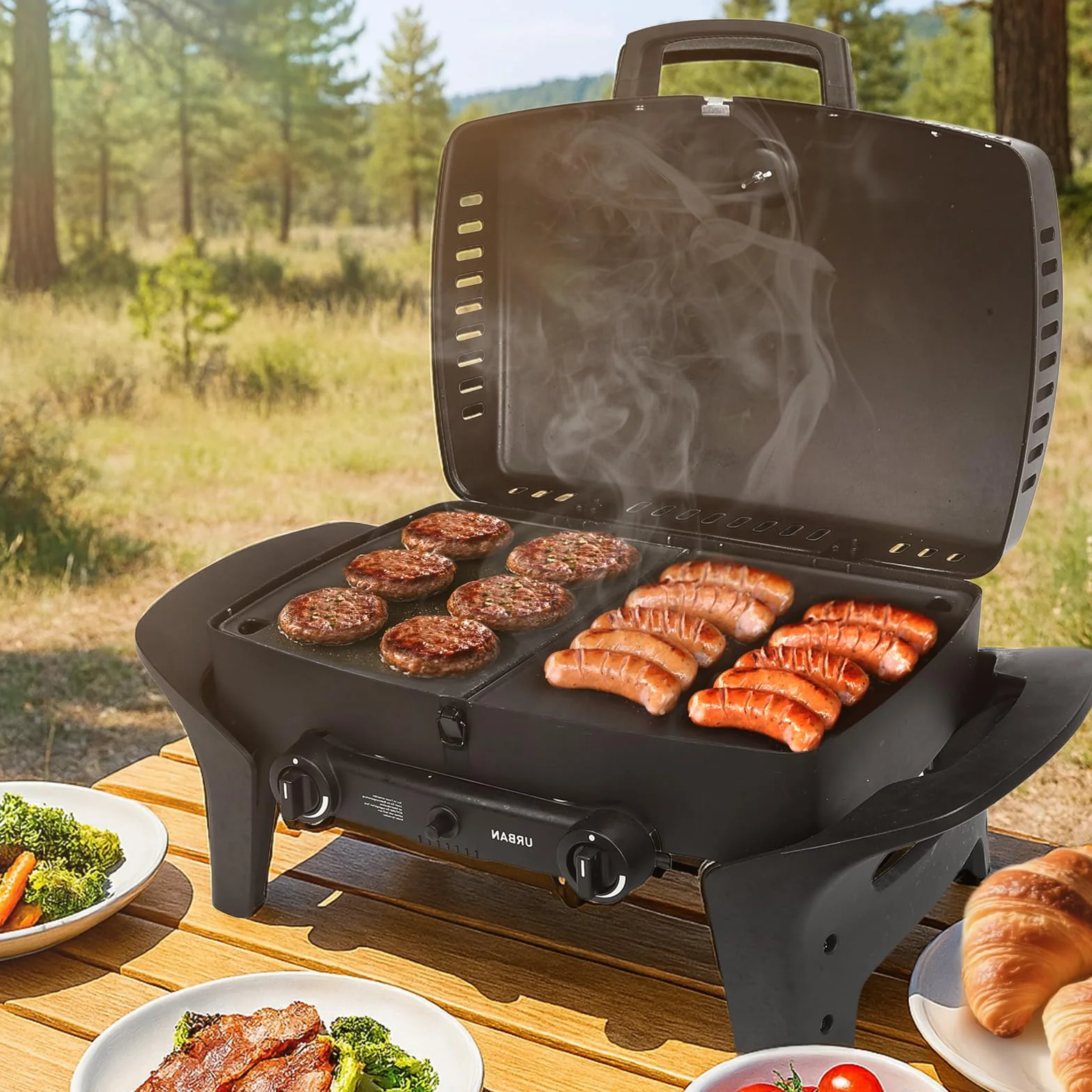Denmay Żeliwna płyta grillowa 32 x 24 cm do grilla gazowego Enders Urban, Urban Pro, Explorer, Explorer Pro, masywna płyta dwustronna, akcesoria do grilla, 1 sztuka