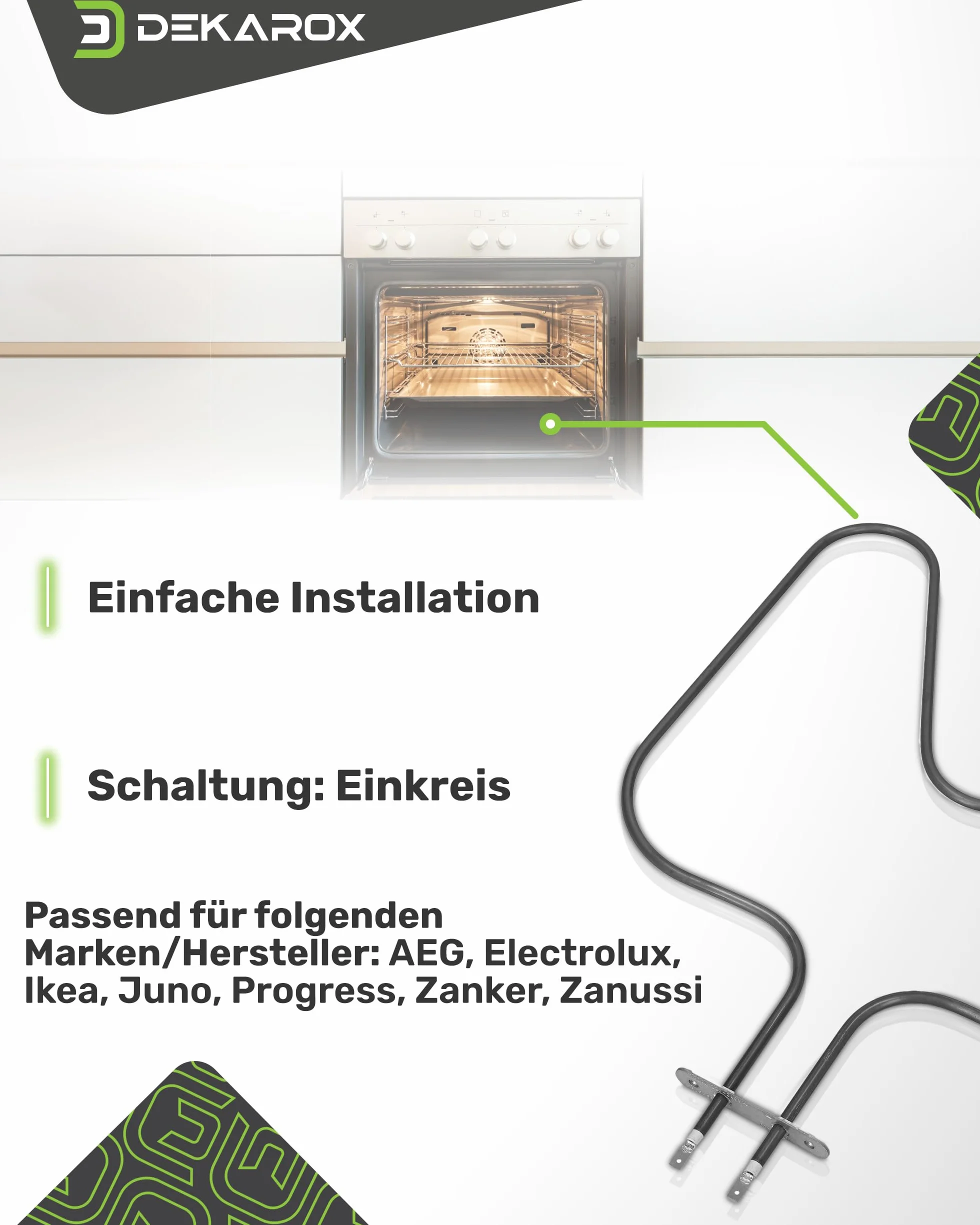 Grzejnik do piekarnika 1000W 220/240V dla AEG Electrolux Juno Zanussi Zanker 357063501/5 3570635015 dla piekarnika i kuchenki