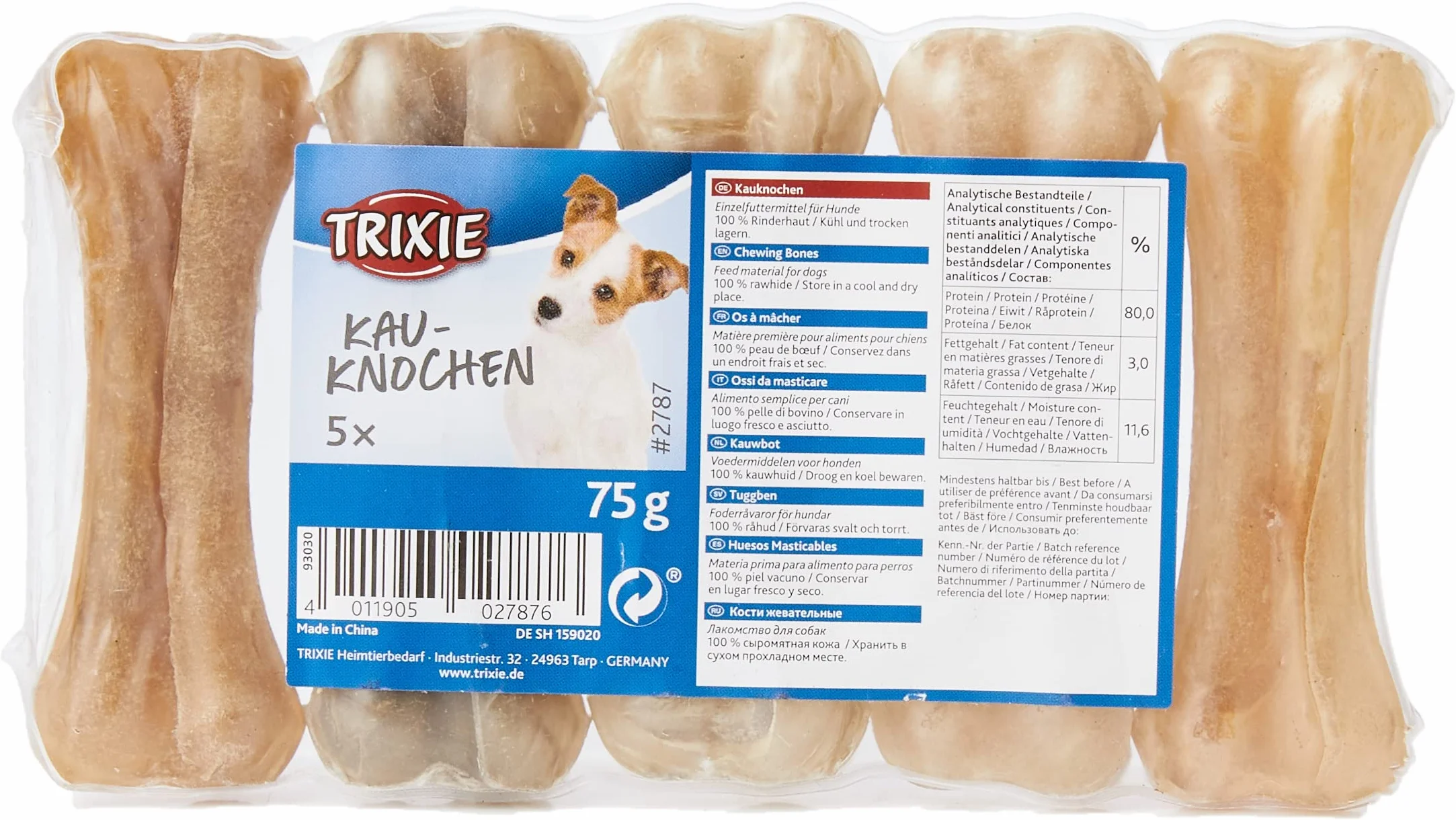 Trixie kość do żucia prasowana 8 cm 5 × 15 g