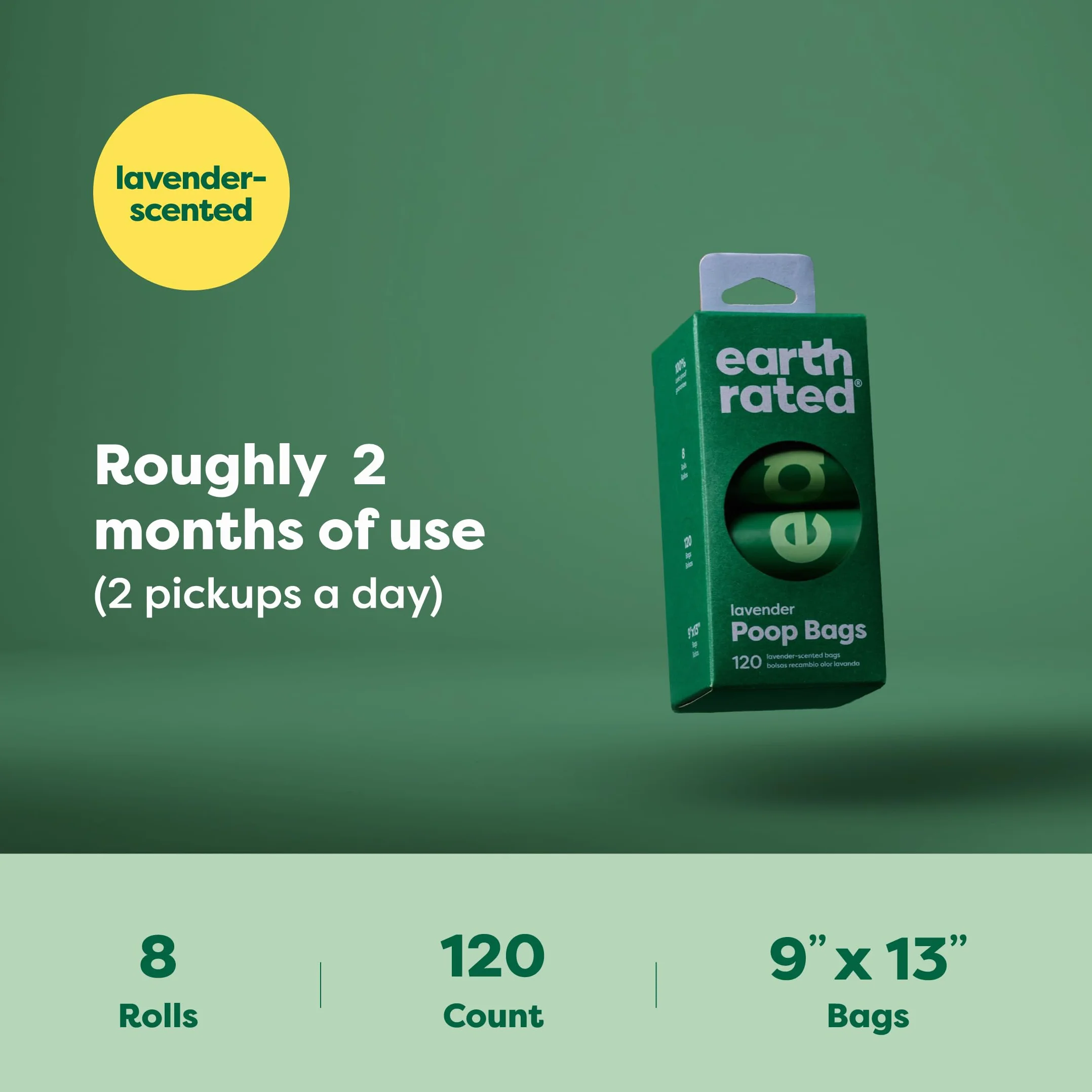 Earth Rated Woreczki na Psie Odchody 120 Sztuk Lawenda Szczelne Grube