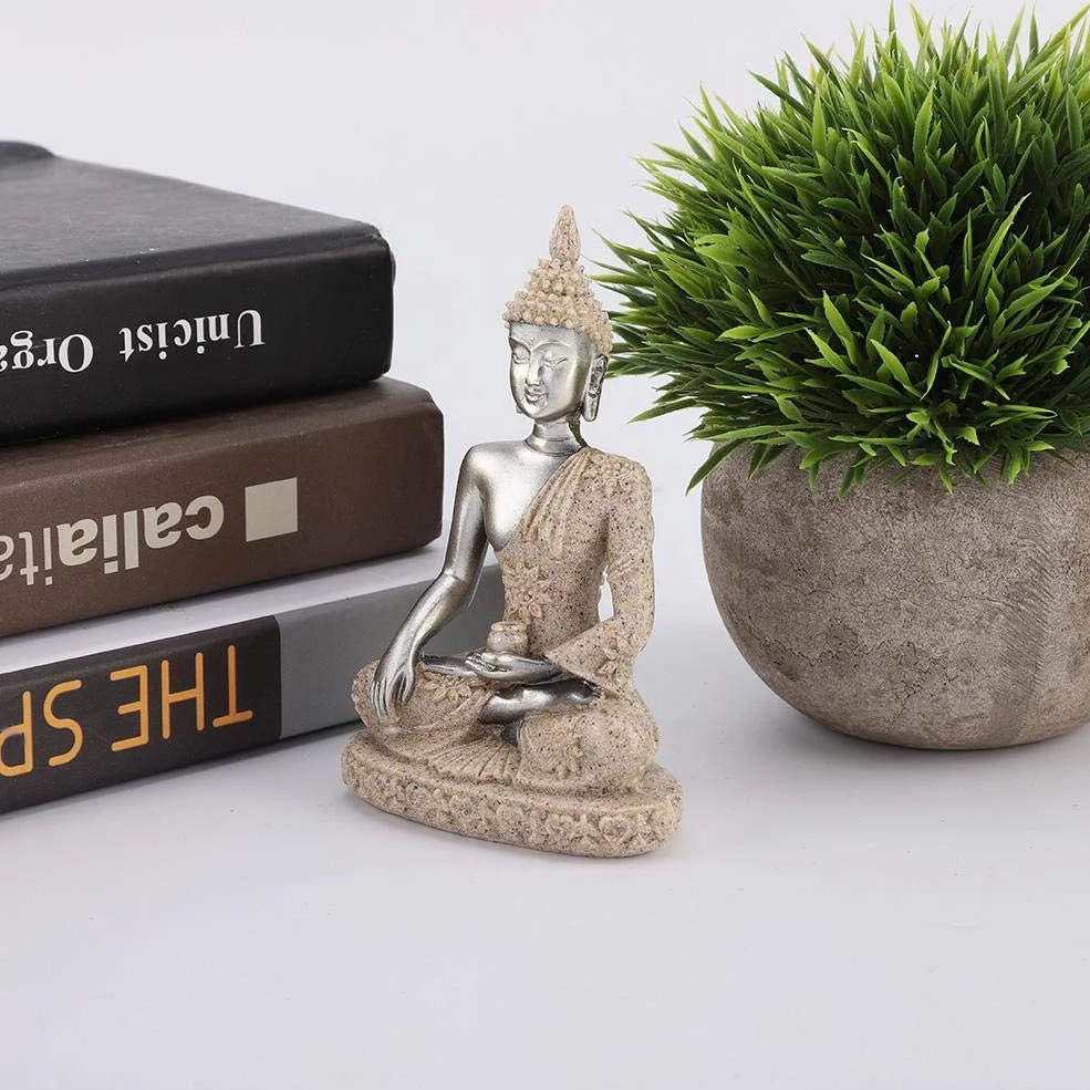 Jadeshay Statua Buddy - Medytacja Pokój Siedzący Ornament Rzeźbiąca Figurka Rzemiosło do dekoracji wnętrz Ozdoba stołowa (#1)